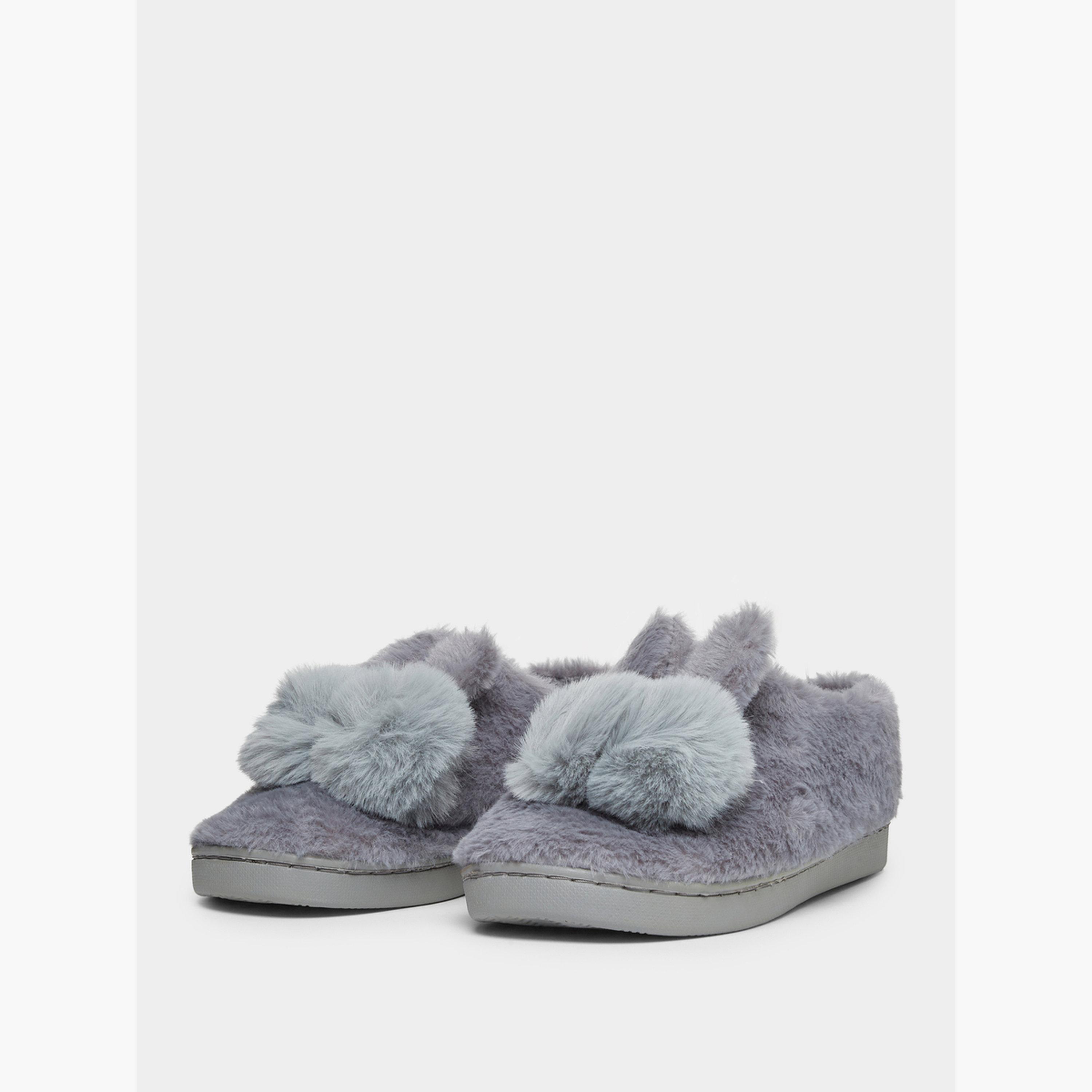 Take Two Solid Plush Cute Rabbit Bedroom Slippers-women-shoes-bedroomslippers-image-1