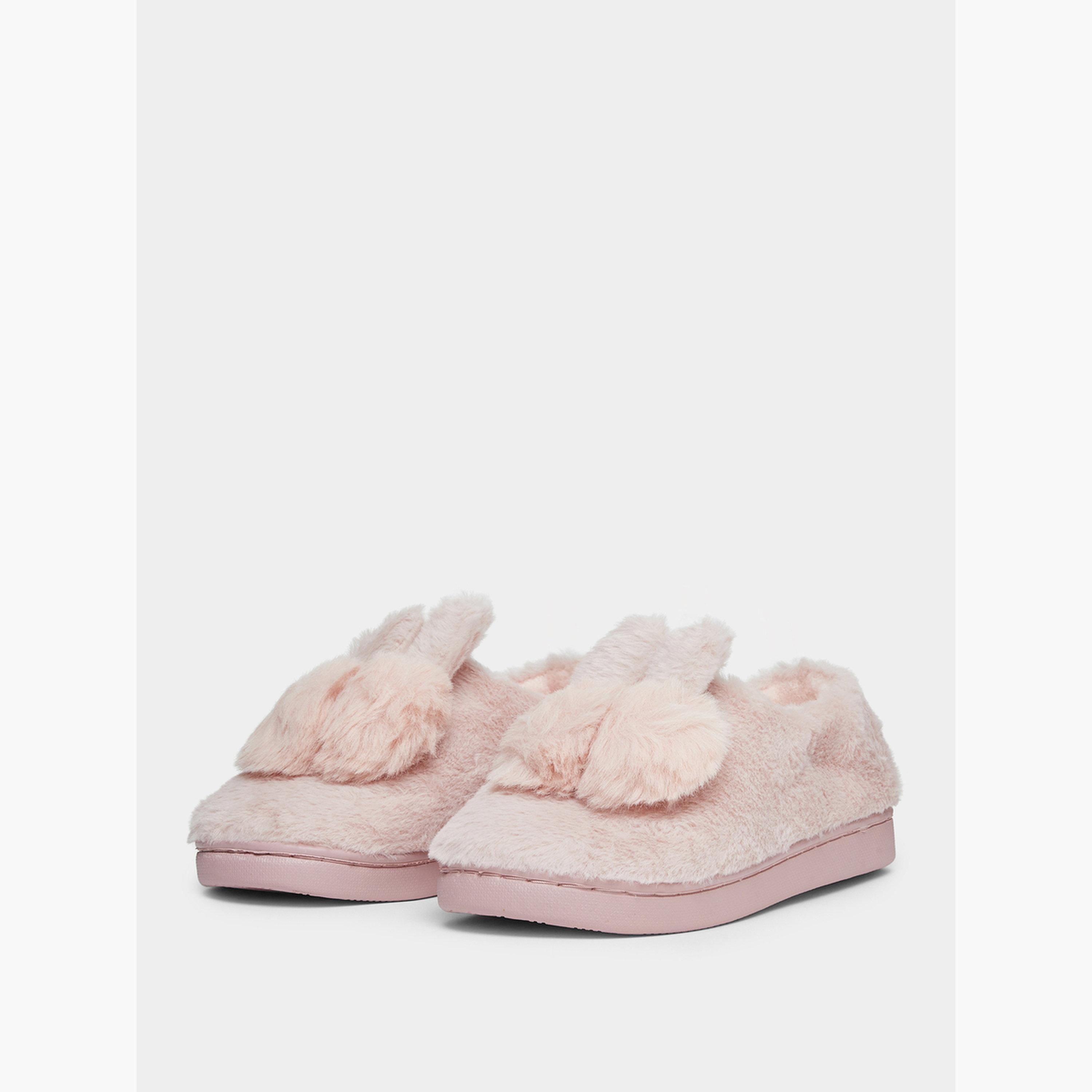 Take Two Solid Plush Cute Rabbit Bedroom Slippers-women-shoes-bedroomslippers-image-1