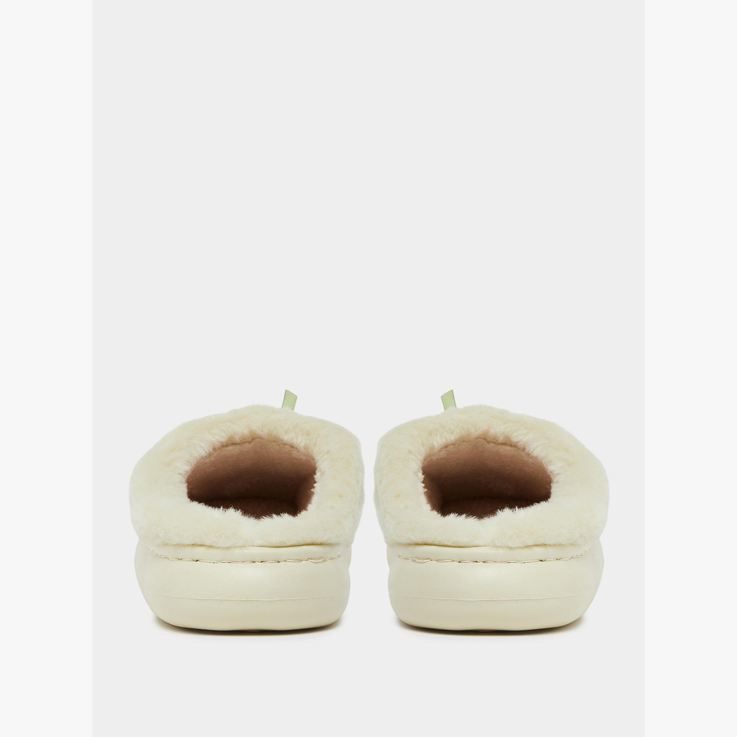 شبشب غرفة نوم مبطن بفرو صناعي وتفصيلة فيونكة-women-shoes-bedroomslippers-image-4