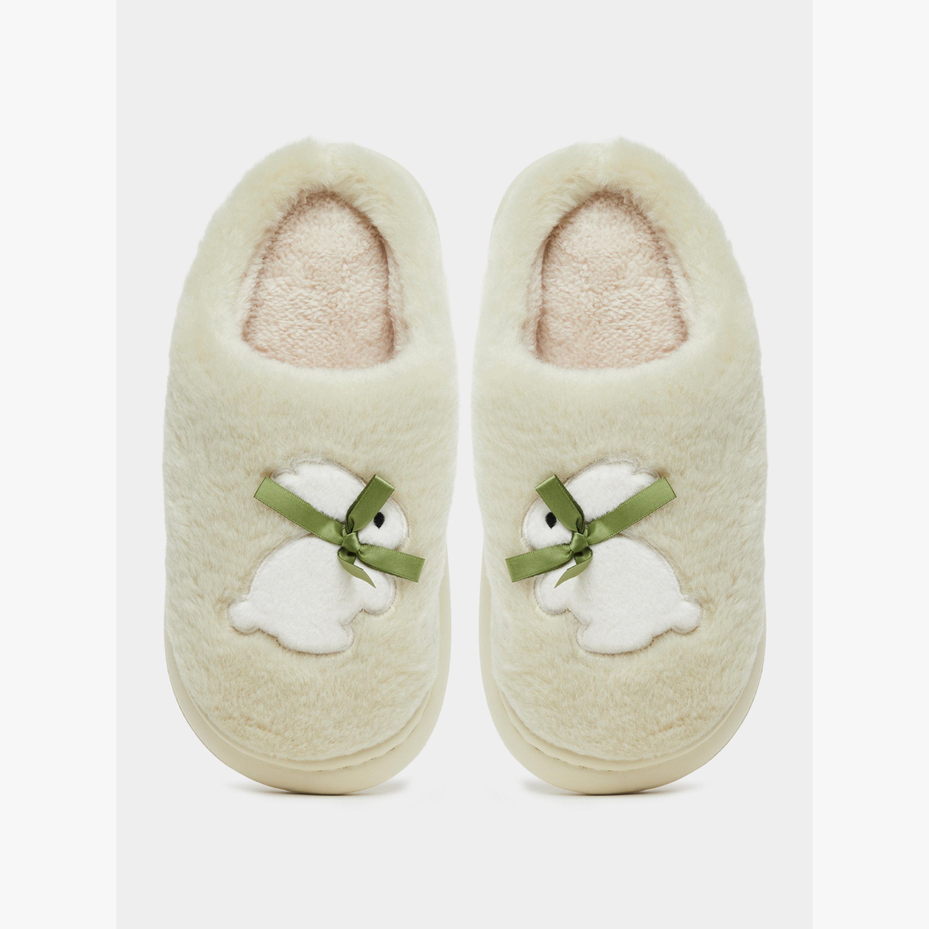 Take Two Faux Fur Plush Bow Detail Bedroom Slippers-women-shoes-bedroomslippers-image-5