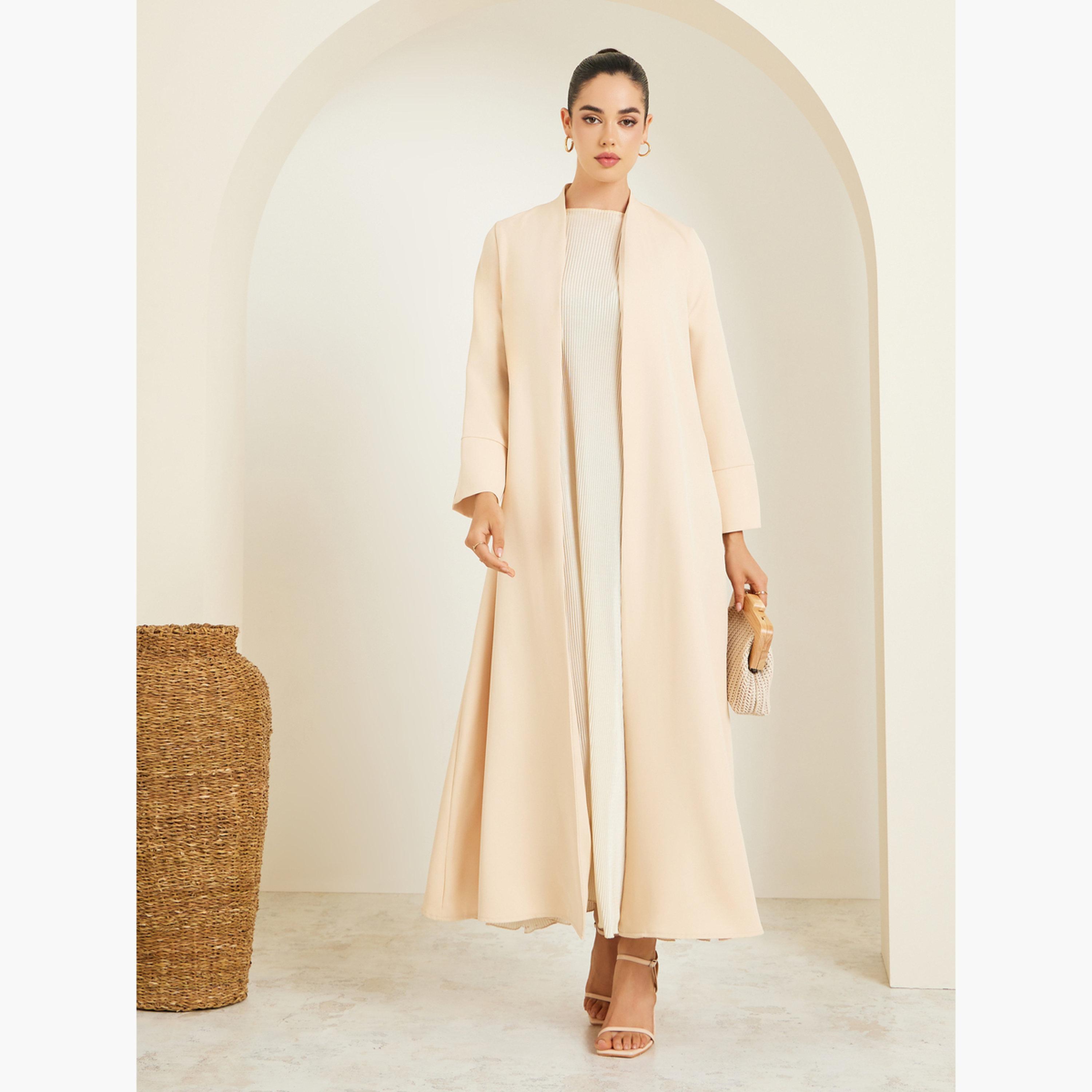 Styli Women Yellow Open Front Abaya-women-arabicclothing-abayas-image-1