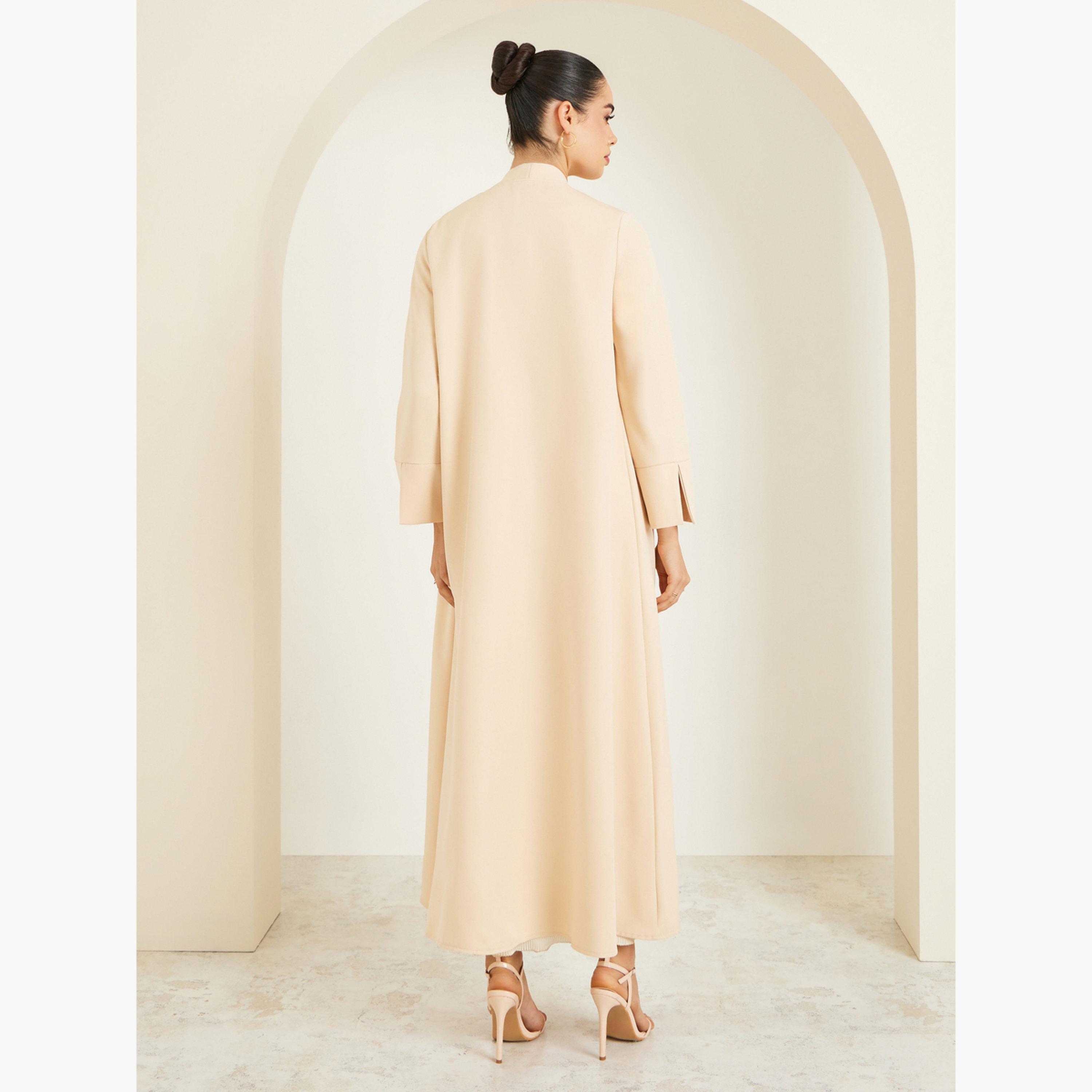 Styli Women Yellow Open Front Abaya-women-arabicclothing-abayas-image-4