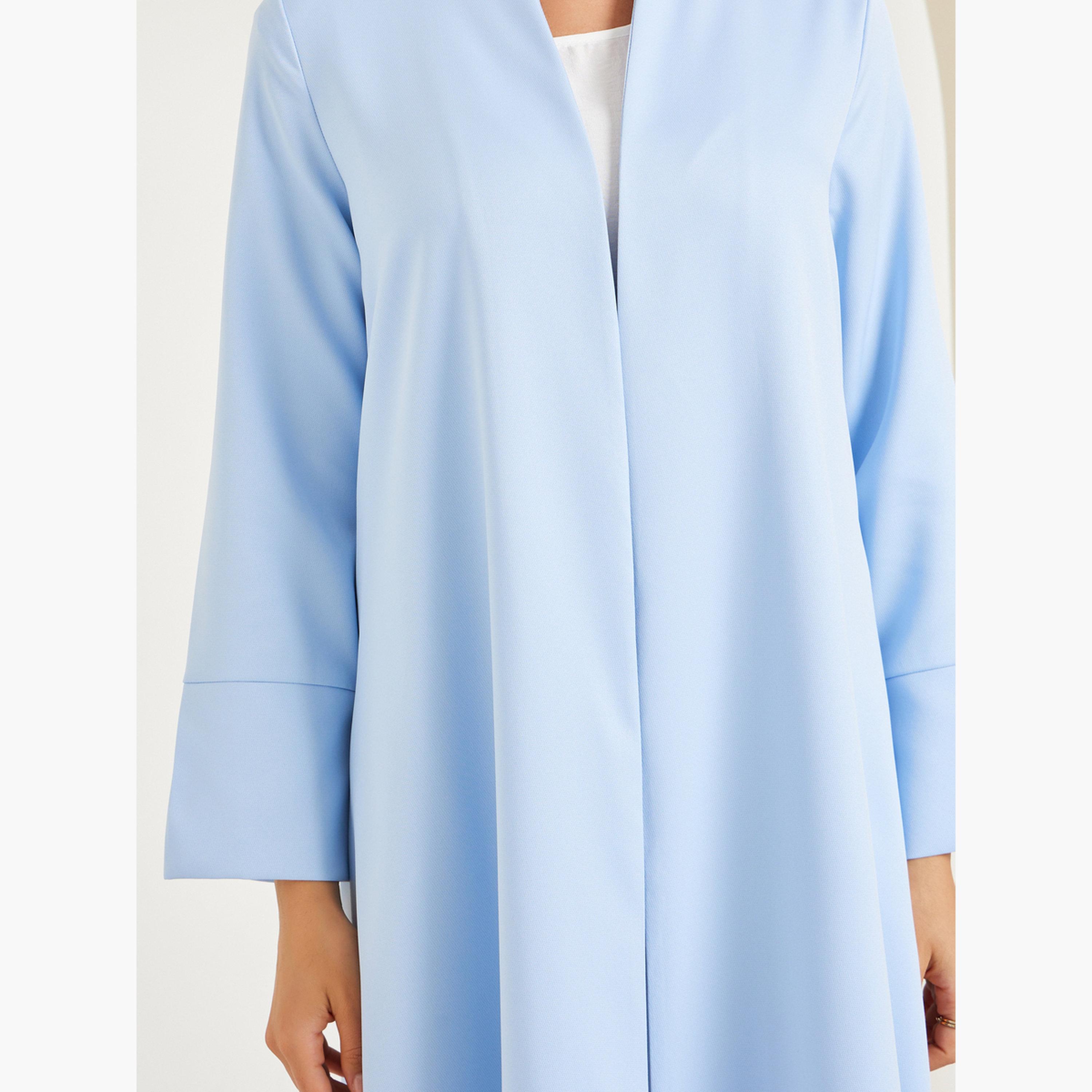 Styli Women Light Blue Open Front Abaya-women-arabicclothing-abayas-image-3