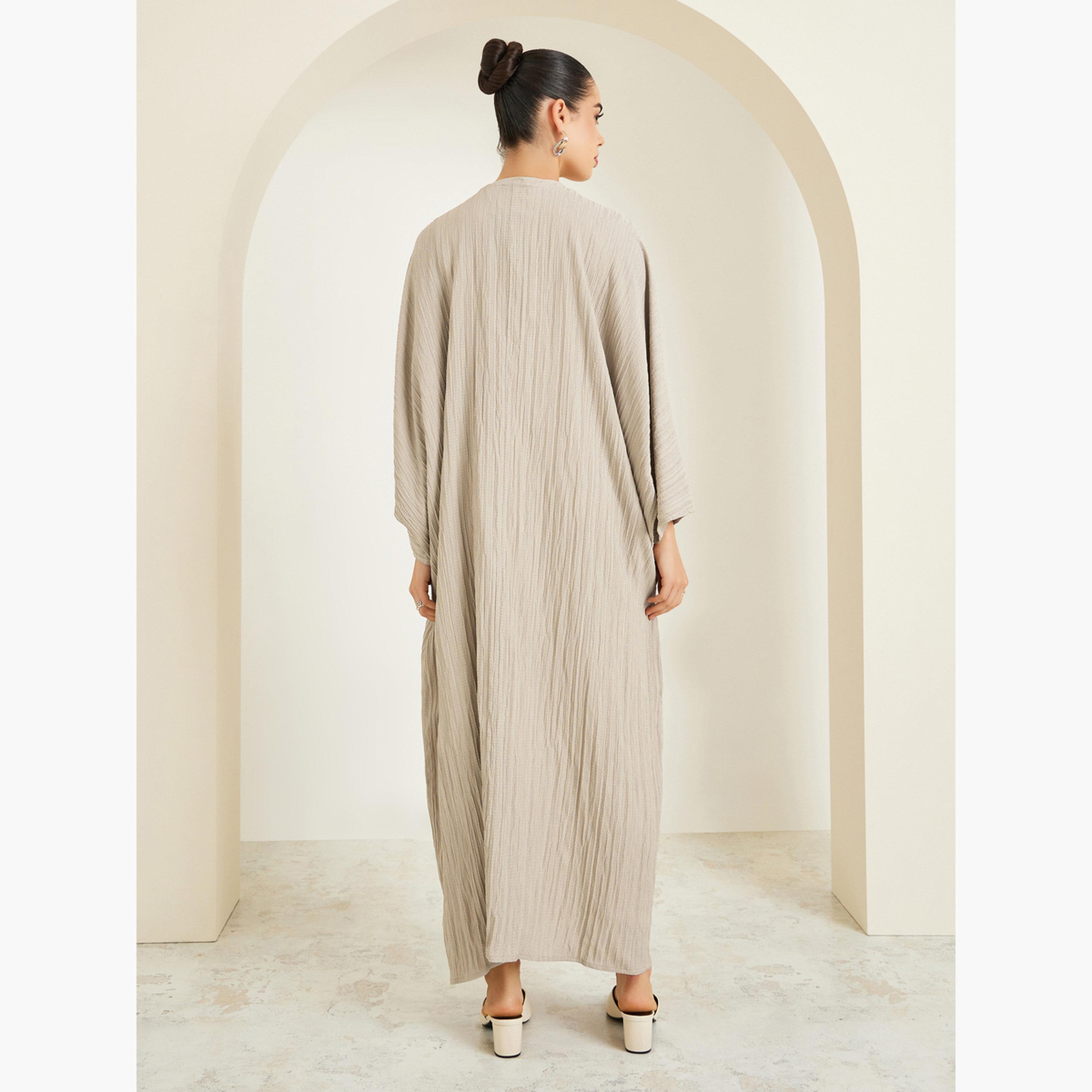 Styli Women Beige Textured Abaya-women-arabicclothing-abayas-image-4