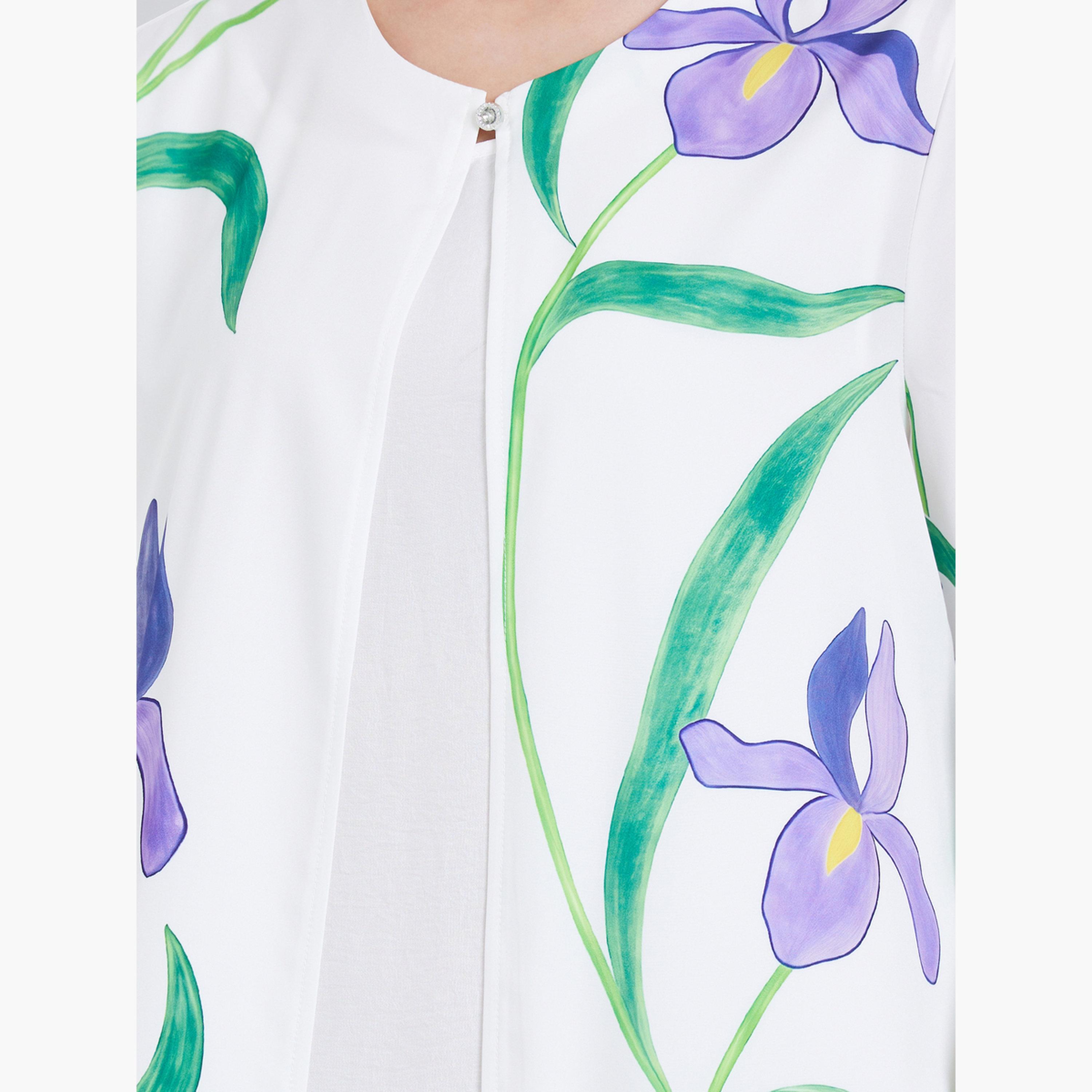 Amirah X Styli Women Placement Print Open Front Abaya-women-arabicclothing-abayas-image-4