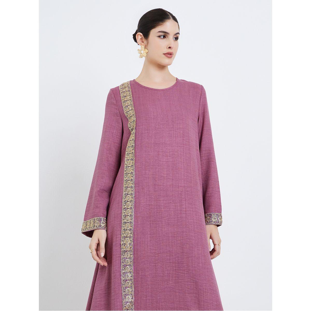 أميرة x ستايلي جلابية بحافة واسعة ولوح دانتيل-women-arabicclothing-jalabiyas-image-2