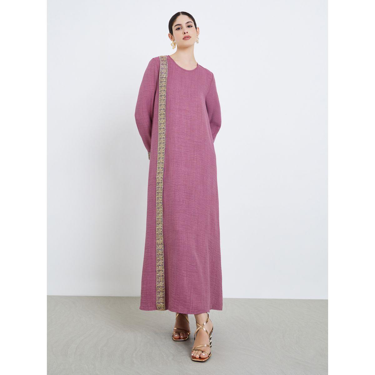 أميرة x ستايلي جلابية بحافة واسعة ولوح دانتيل-women-arabicclothing-jalabiyas-image-3