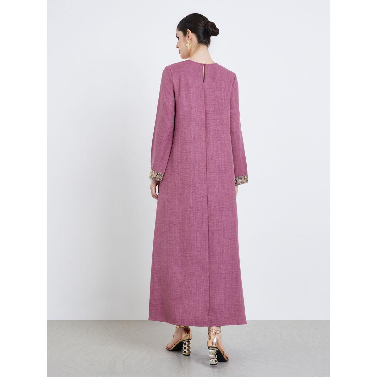 أميرة x ستايلي جلابية بحافة واسعة ولوح دانتيل-women-arabicclothing-jalabiyas-image-5