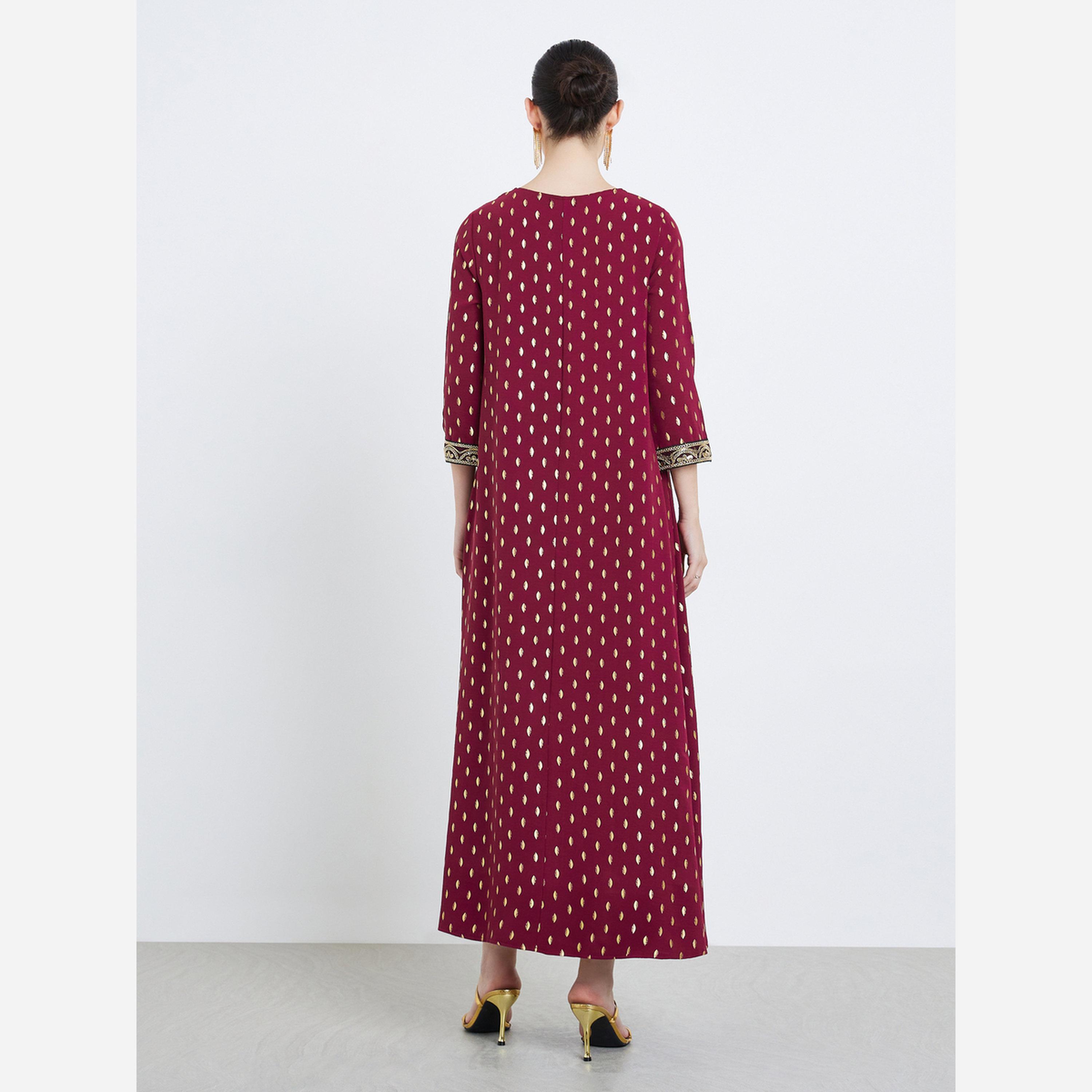 أميرة x ستايلي جلابية طويلة بطبعة ذهبية-women-arabicclothing-jalabiyas-image-3