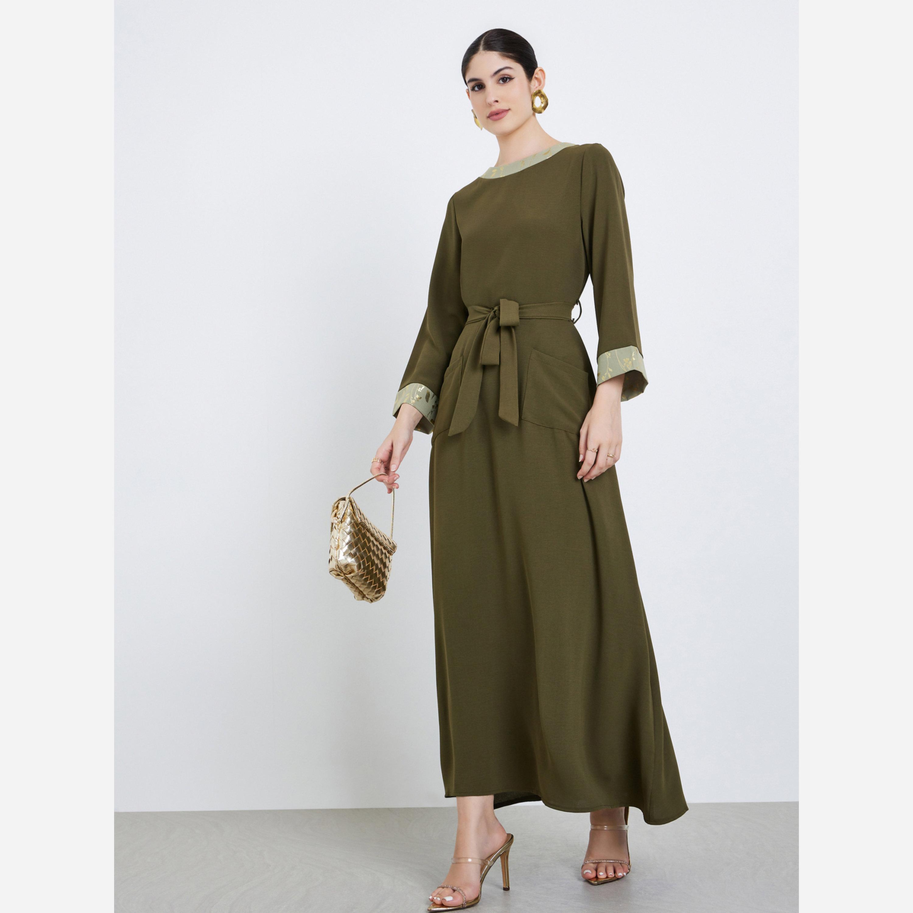 أميرة x ستايلي جلابية بحافة واسعة بطبعة فويل-women-arabicclothing-jalabiyas-image-1