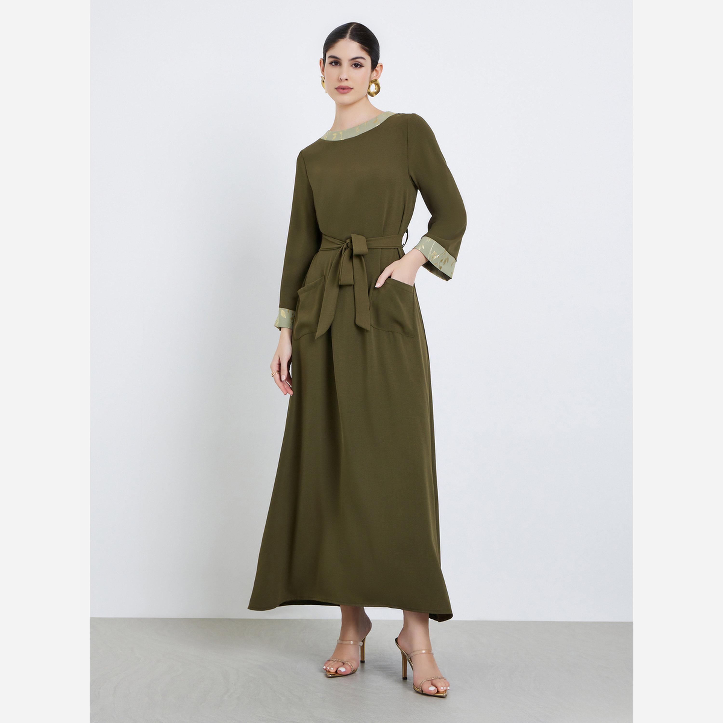 أميرة x ستايلي جلابية بحافة واسعة بطبعة فويل-women-arabicclothing-jalabiyas-image-2