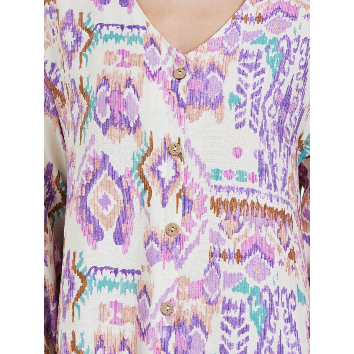 أميرة x ستايلي جلابية بحافة واسعة وأزرار بطبعة أزتيك-women-arabicclothing-jalabiyas-image-4