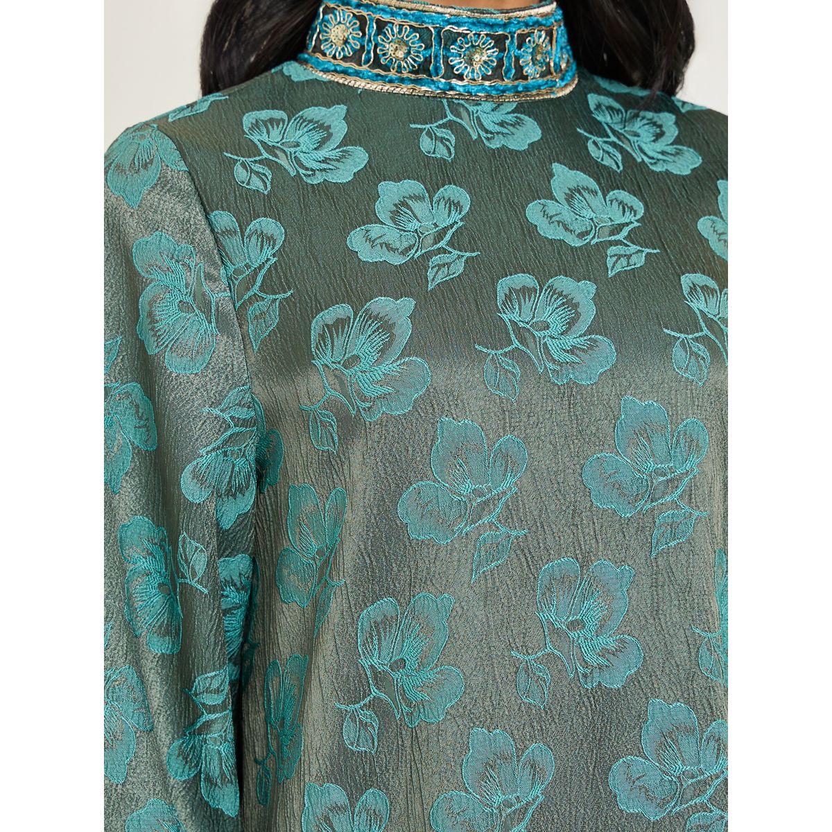 أميرة x ستايلي جلابية جاكار بياقة قائمة وتفاصيل دانتيل-women-arabicclothing-jalabiyas-image-4