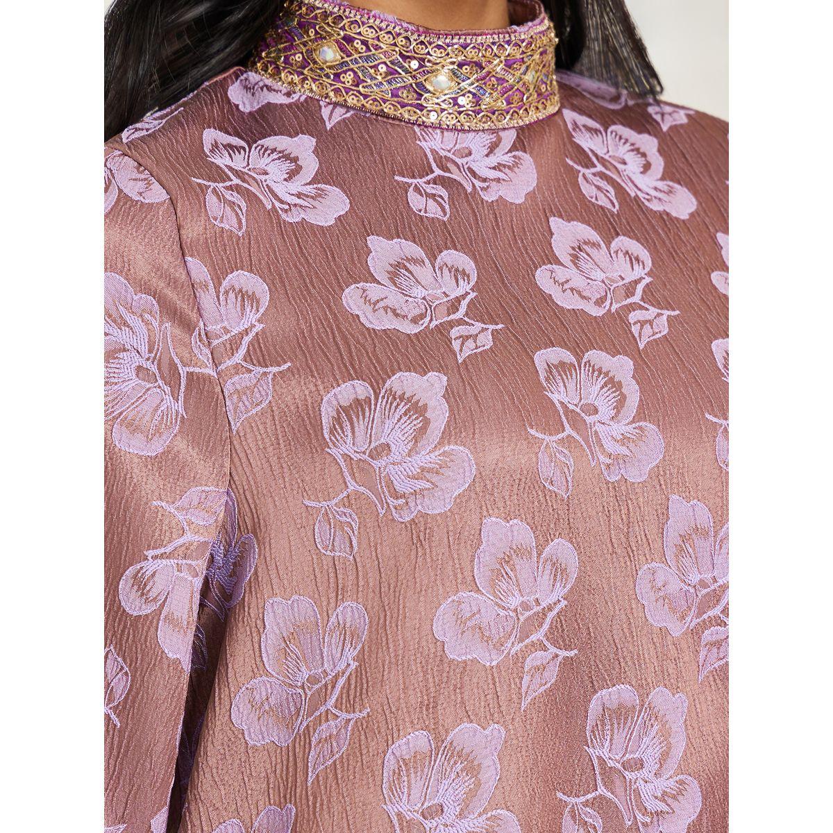 جلابية جاكار بياقة قائمة وتفاصيل دانتيل-women-arabicclothing-jalabiyas-image-4