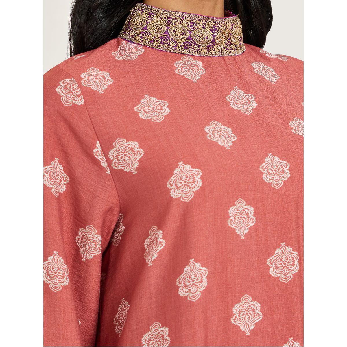 أميرة x ستايلي جلابية مطبوعة بياقة قائمة وتفاصيل دانتيل-women-arabicclothing-jalabiyas-image-4