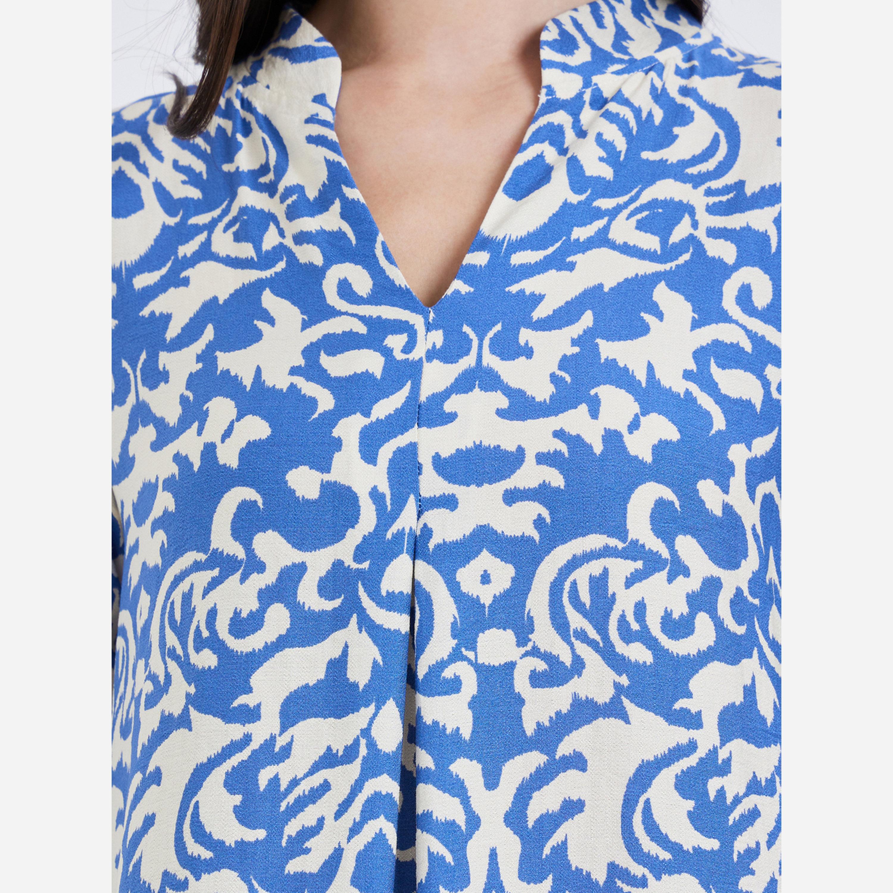 Styli All over print jalabiya with stand collar and center front pleat-women-arabicclothing-jalabiyas-image-5