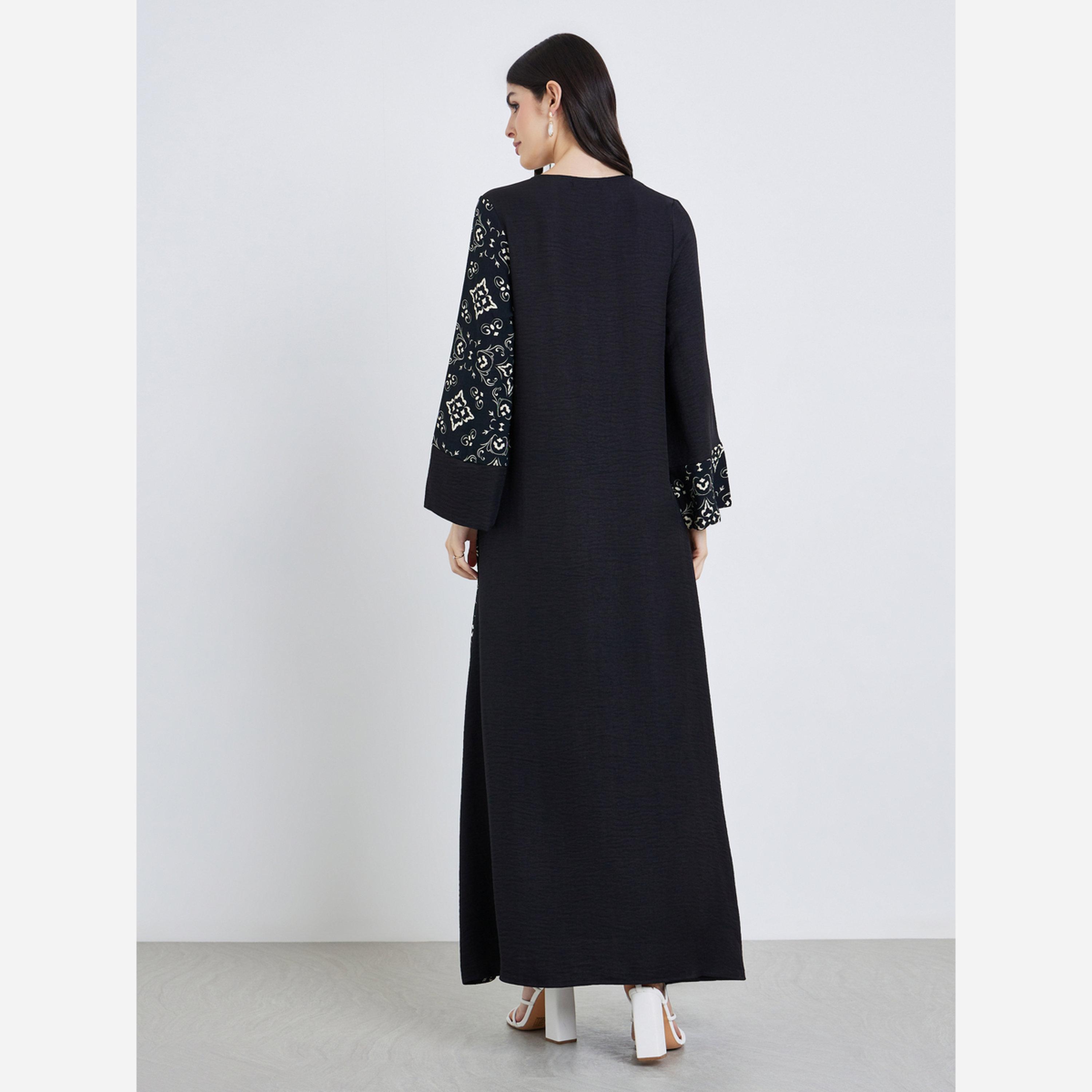 جلابية بألواح مطبوعة بنمط كتل الالوان-women-arabicclothing-jalabiyas-image-3