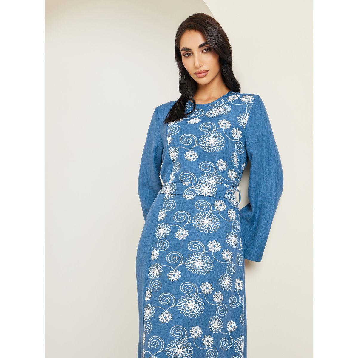 أميرة x ستايلي جلابية مطرزة بحزام-women-arabicclothing-jalabiyas-image-2