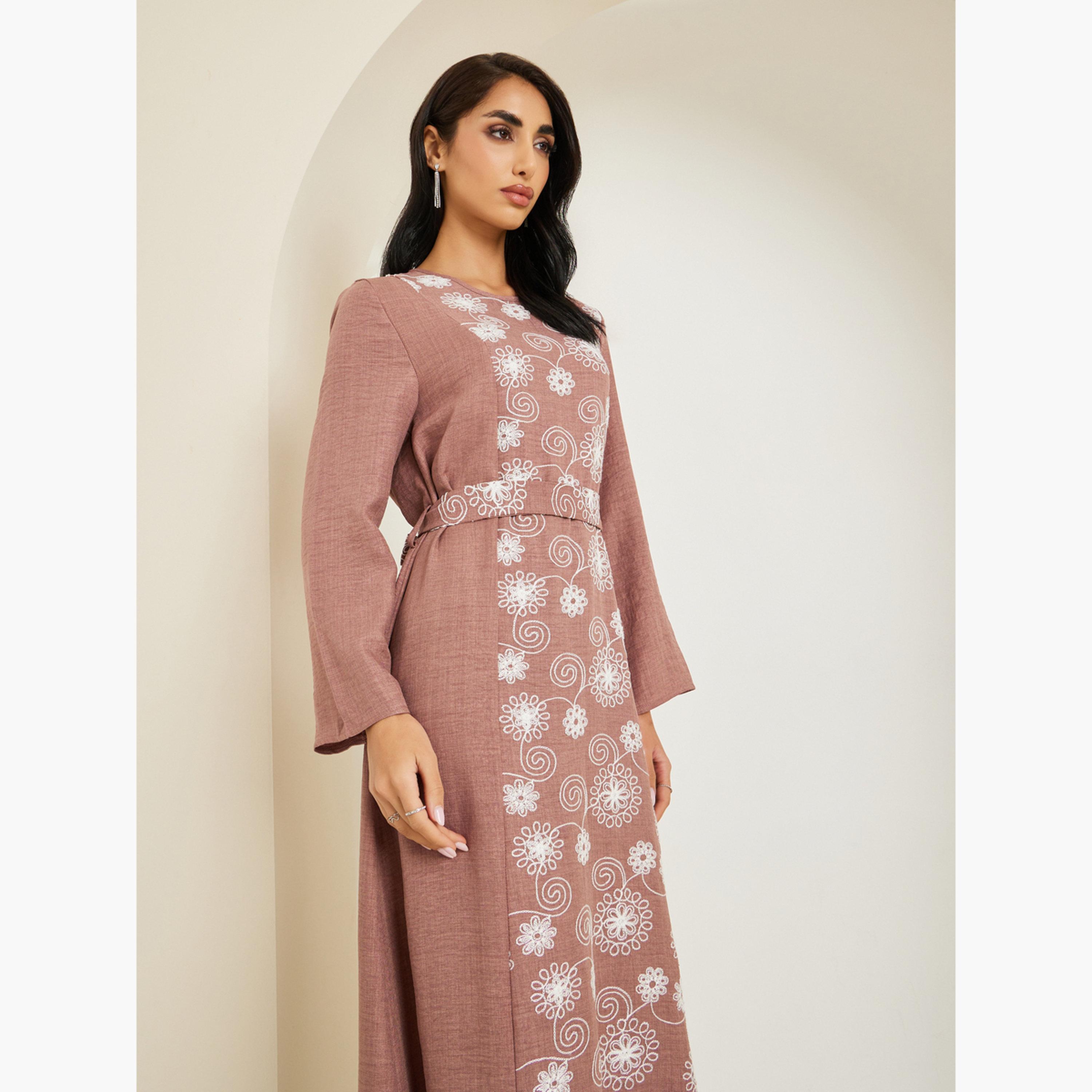 جلابية مزينة بحزام-women-arabicclothing-jalabiyas-image-2