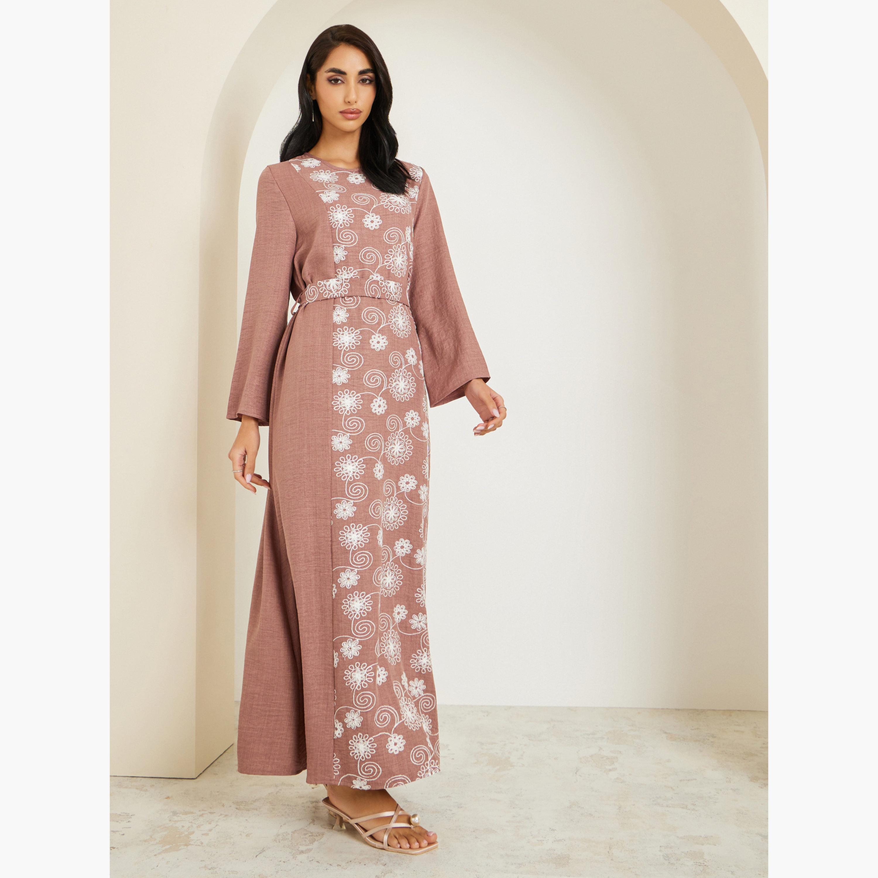 جلابية مزينة بحزام-women-arabicclothing-jalabiyas-image-3