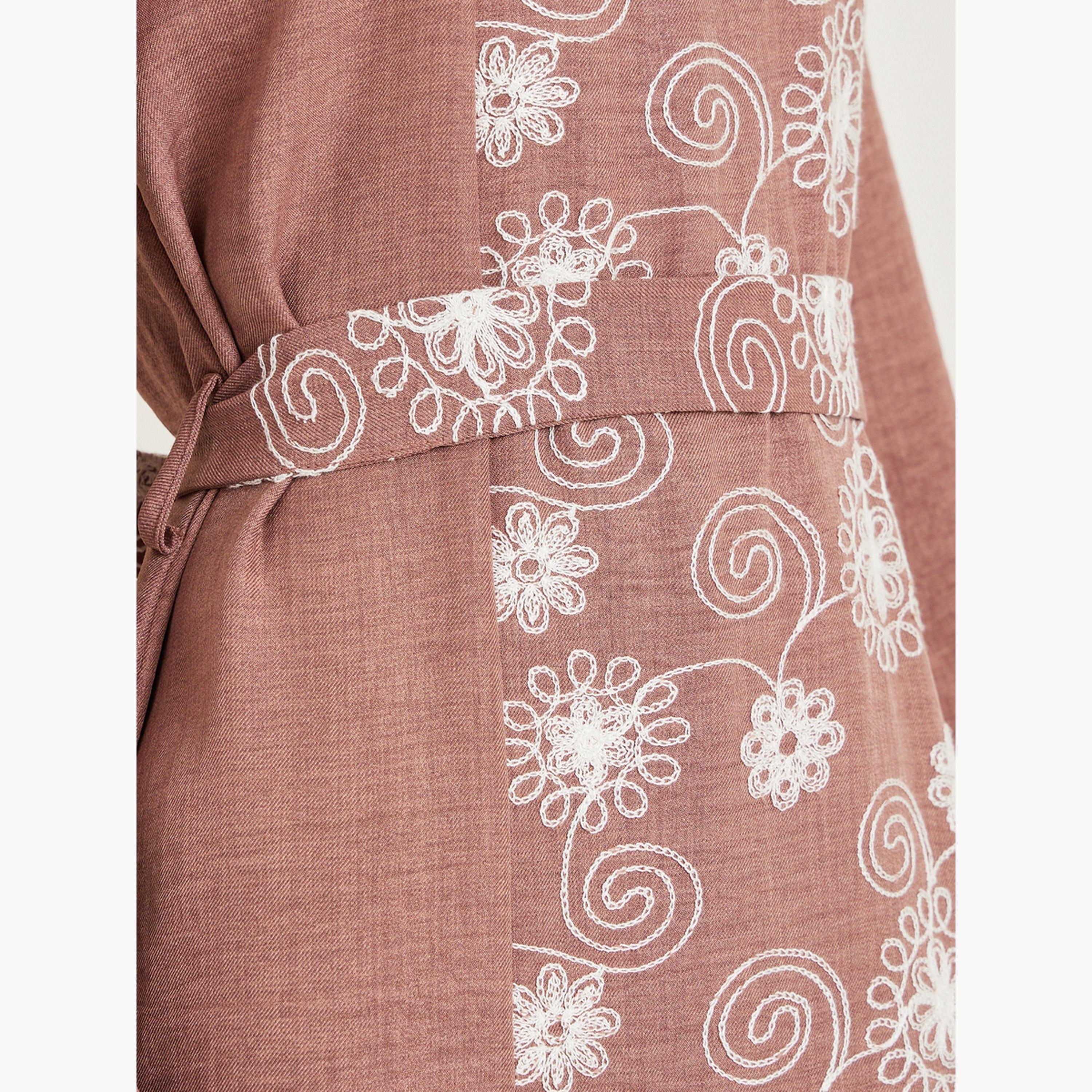Styli Women Brown Embellished Belted Jalabiya-women-arabicclothing-jalabiyas-image-4