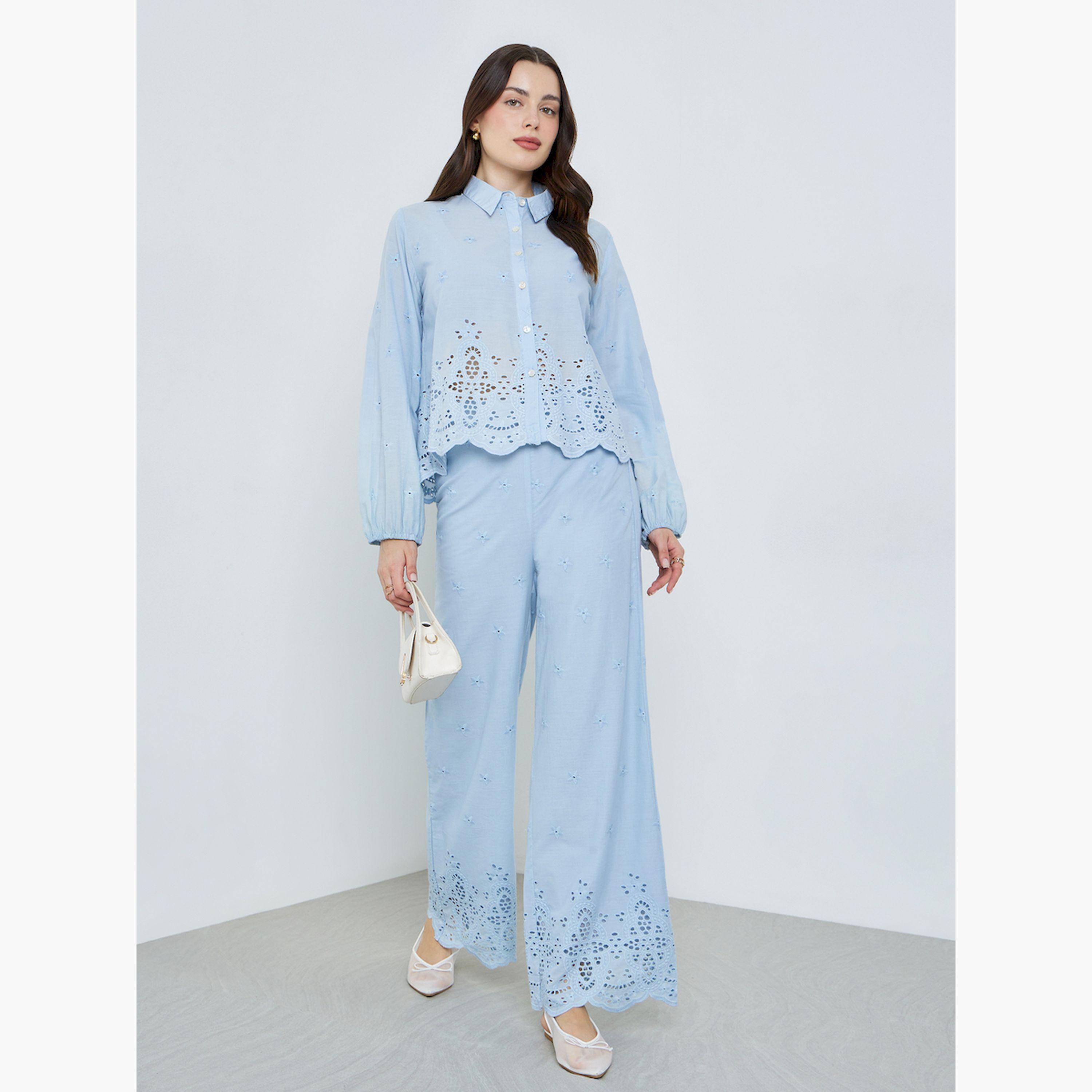 بلوزة بأكمام طويلة وتفاصيل شيفلي-women-clothing-shirtsandblouses-shirts-image-3