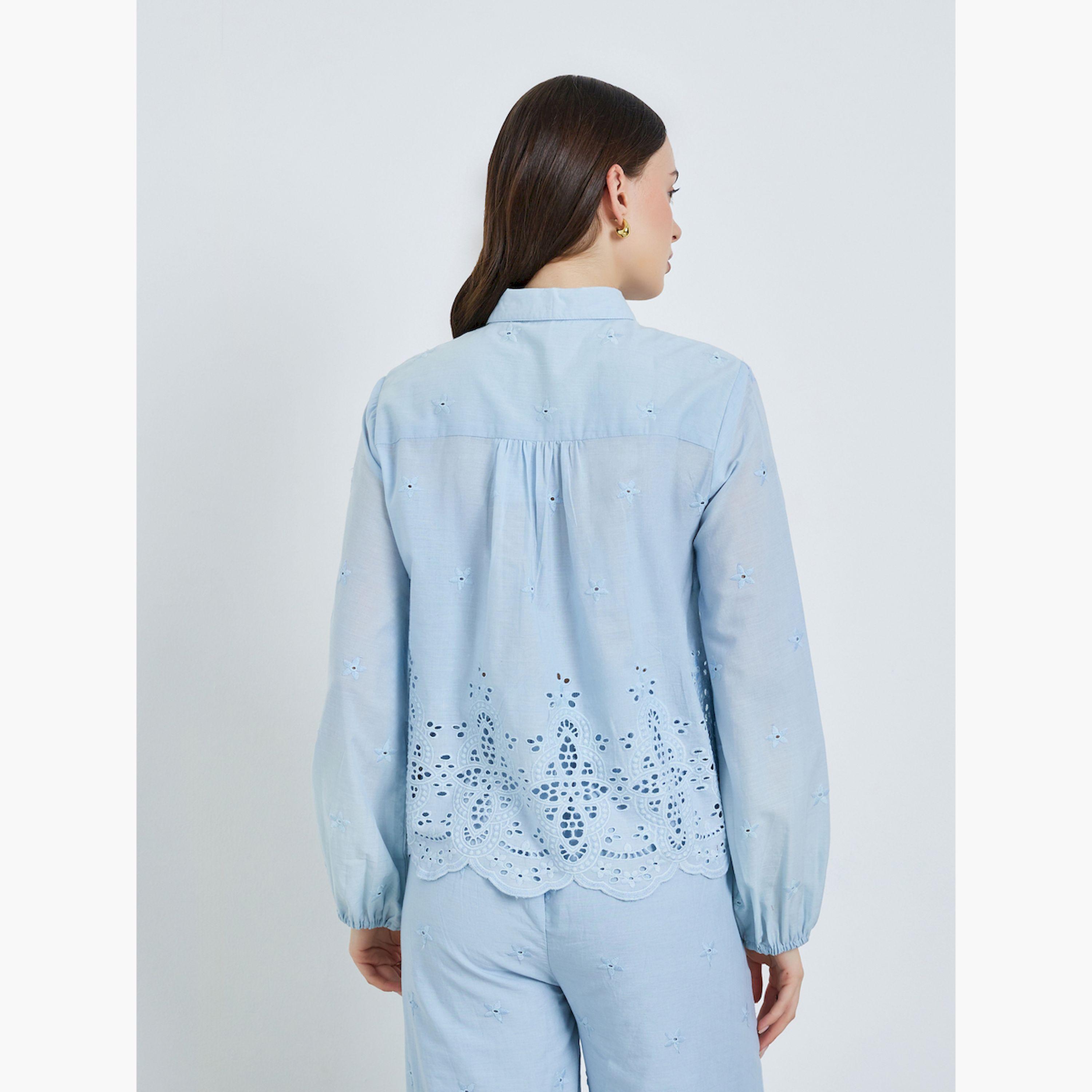 بلوزة بأكمام طويلة وتفاصيل شيفلي-women-clothing-shirtsandblouses-shirts-image-4
