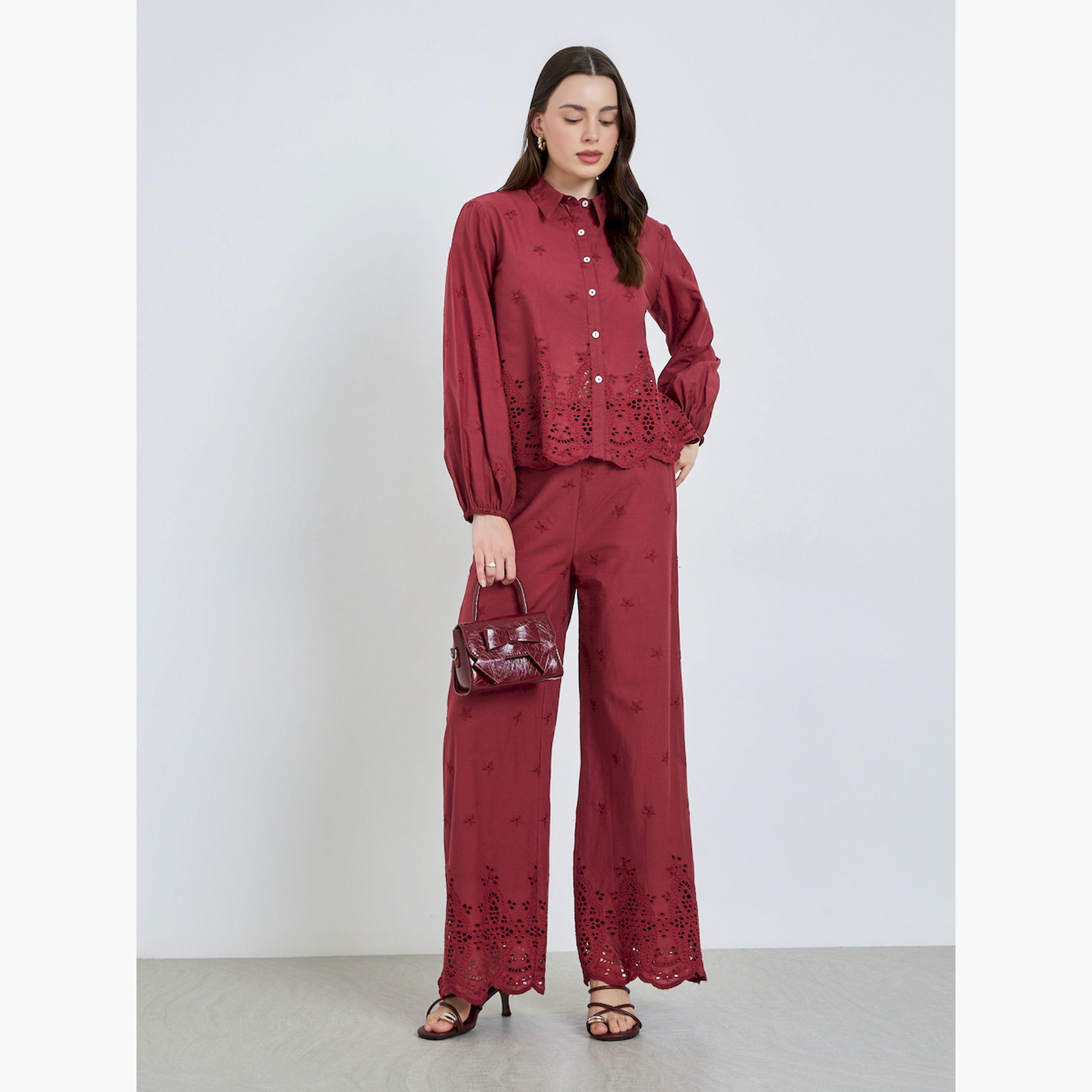 بلوزة بأكمام طويلة وتفاصيل شيفلي-women-clothing-shirtsandblouses-shirts-image-3