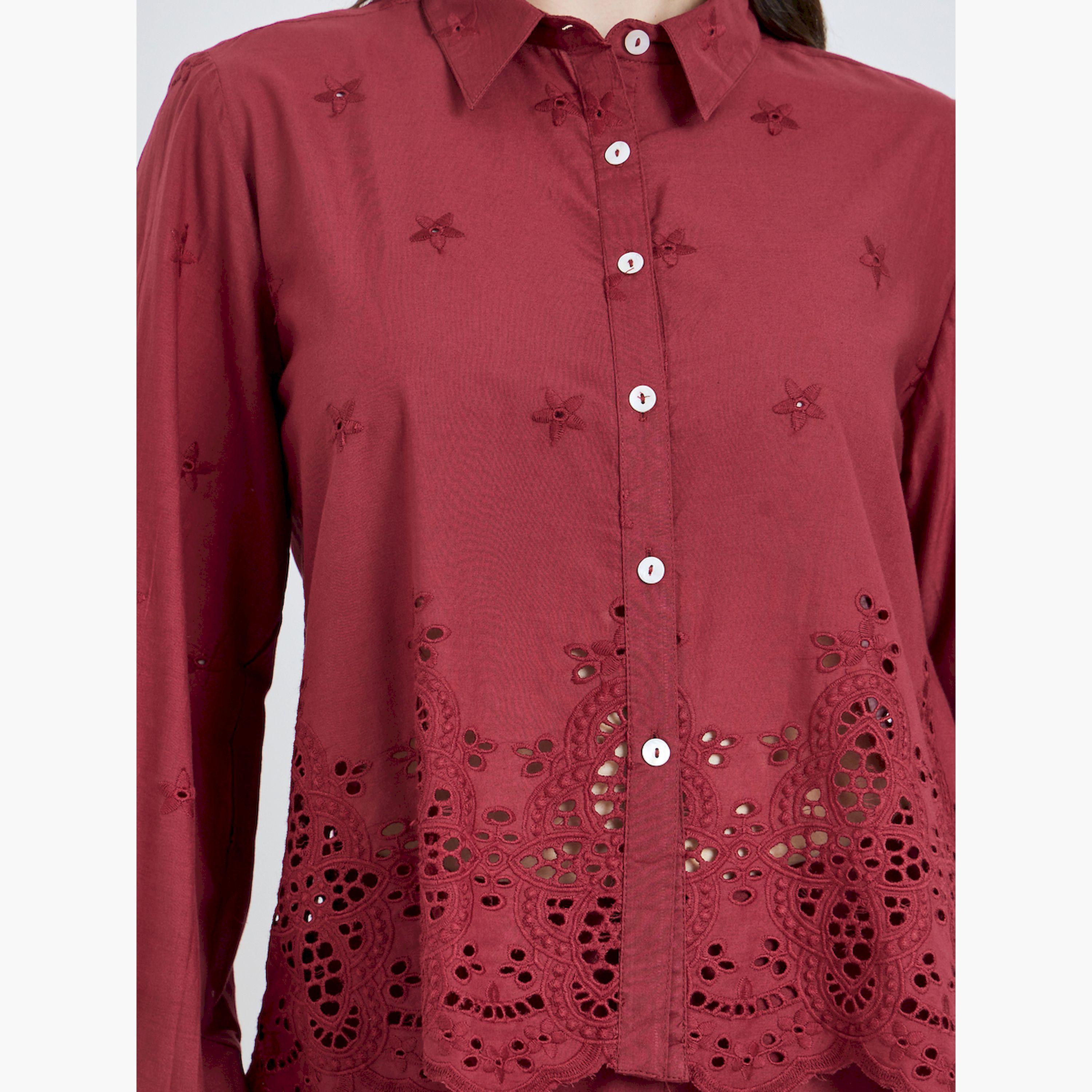 بلوزة بأكمام طويلة وتفاصيل شيفلي-women-clothing-shirtsandblouses-shirts-image-5