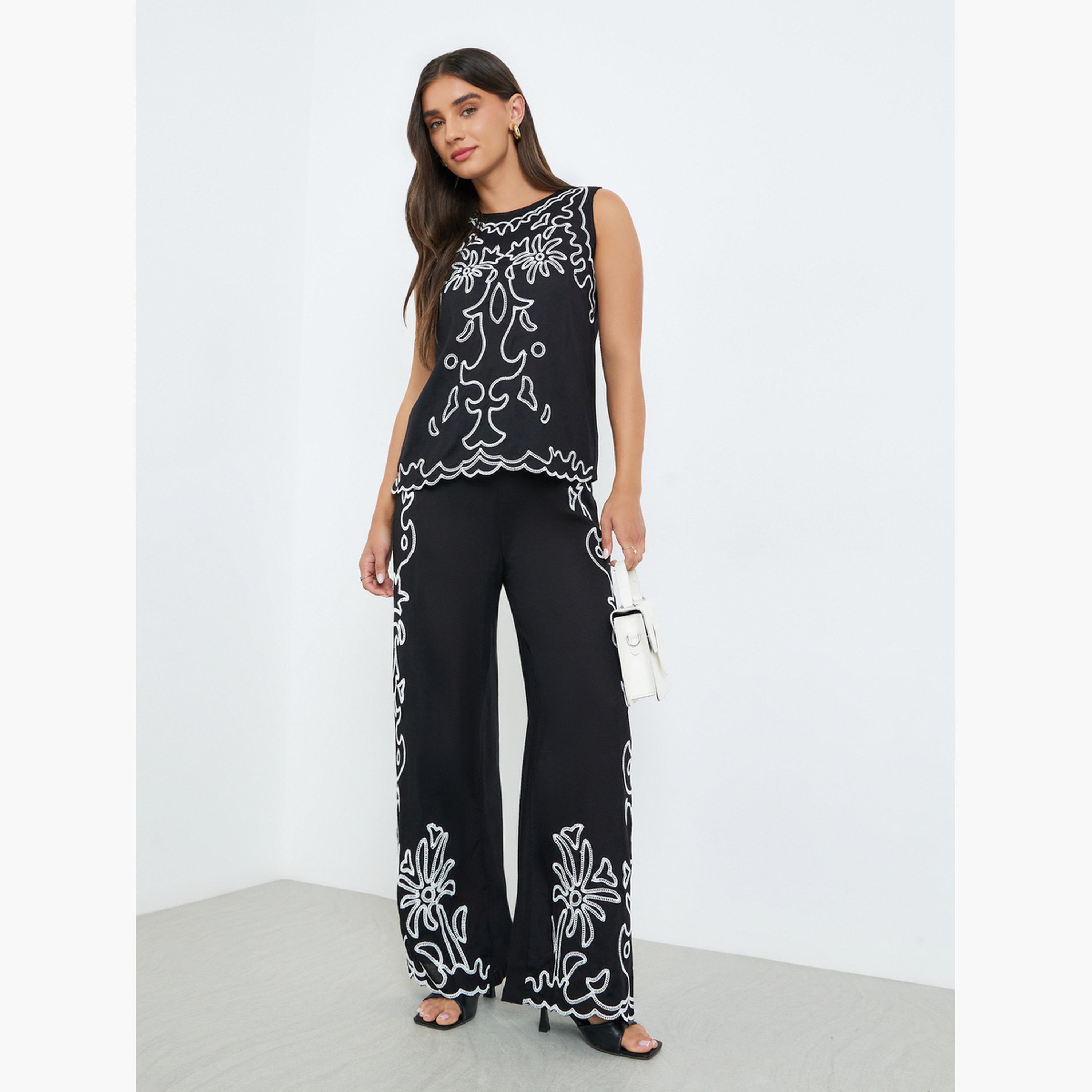 Styli Women Black Sleeveless Embroidered Blouse-women-clothing-shirtsandblouses-blouses-image-3
