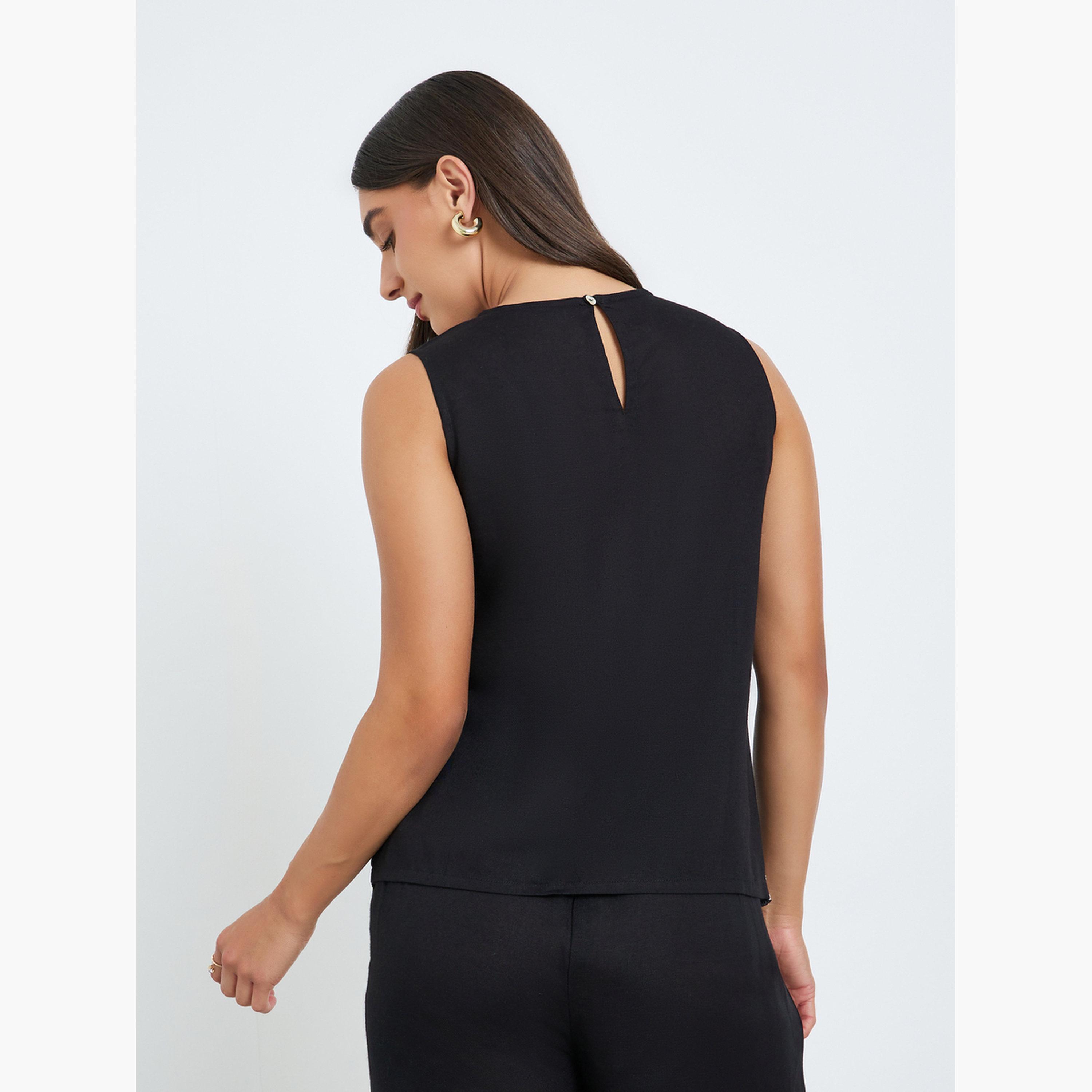 Styli Women Black Sleeveless Embroidered Blouse-women-clothing-shirtsandblouses-blouses-image-5