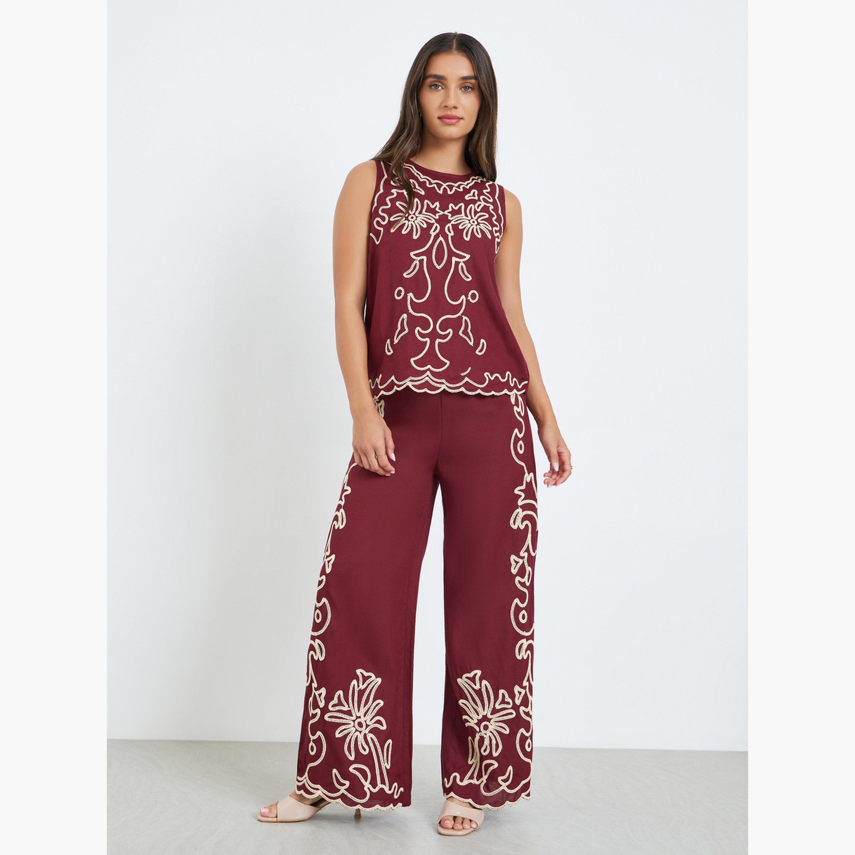 بلوزة نسائية مطرزة بلا أكمام-women-clothing-shirtsandblouses-blouses-image-2