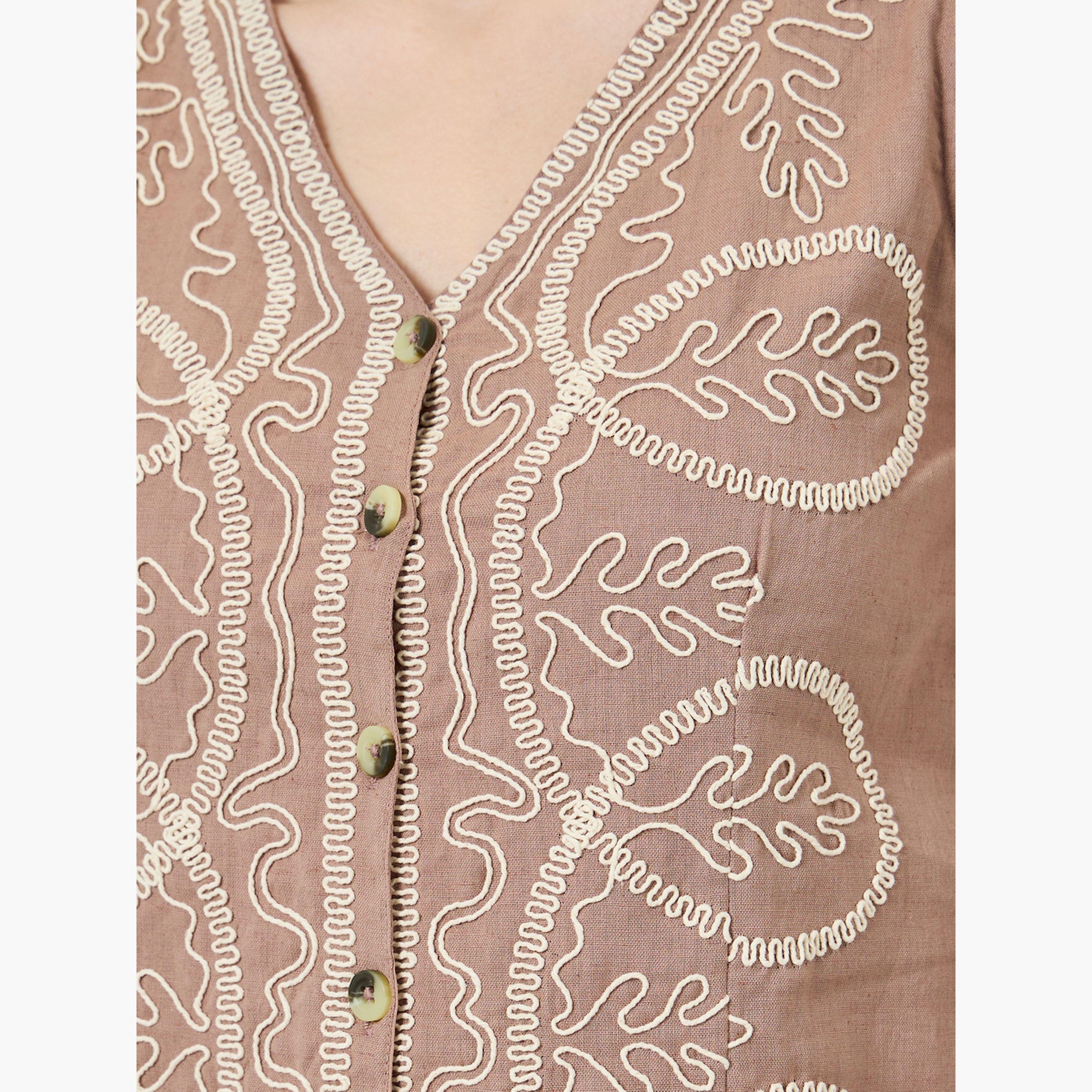 Styli Women Beige Dori Embroidered Waistcoat-women-clothing-shirtsandblouses-blouses-image-5
