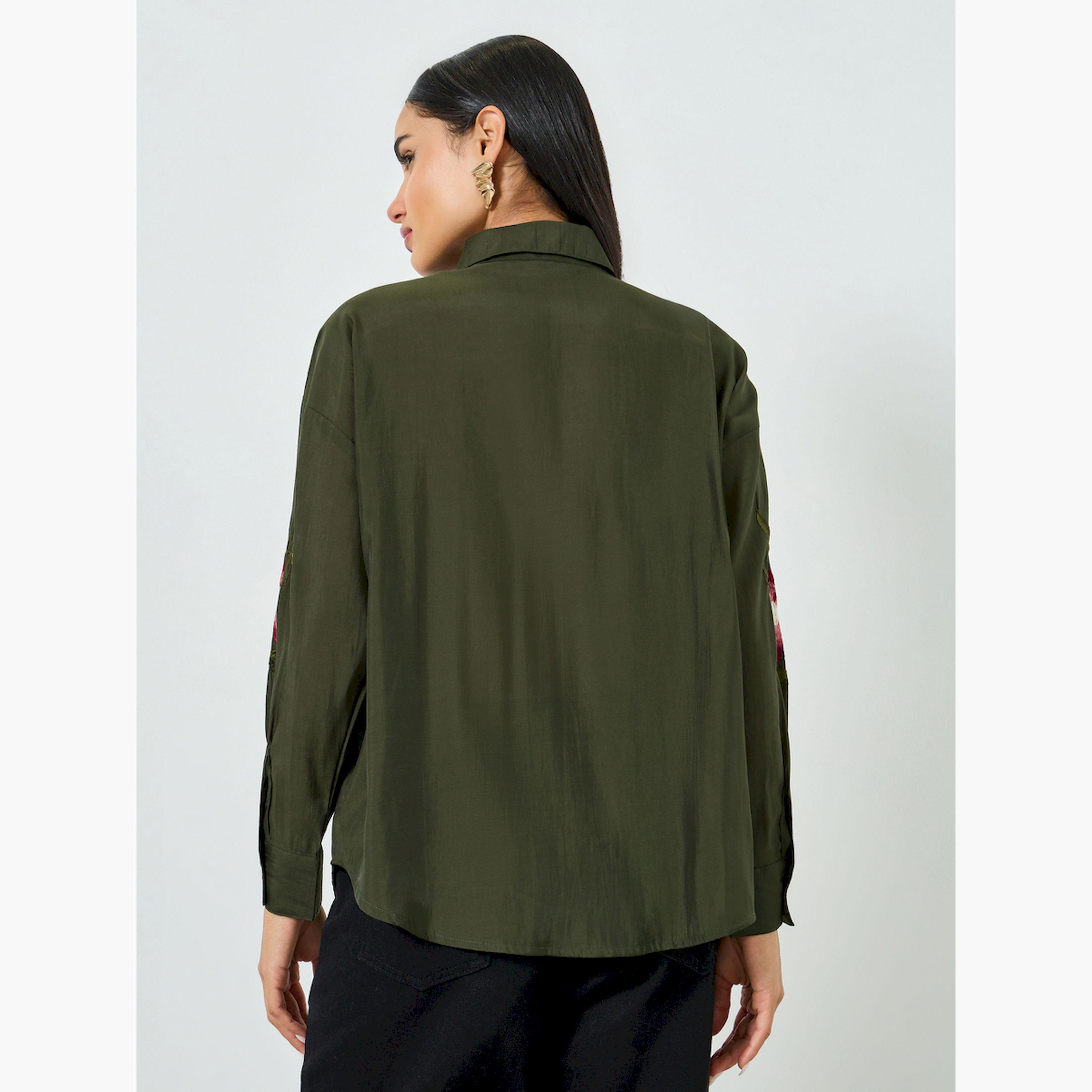 Styli Green Floral Embroidered Shirt-women-clothing-shirtsandblouses-shirts-image-4