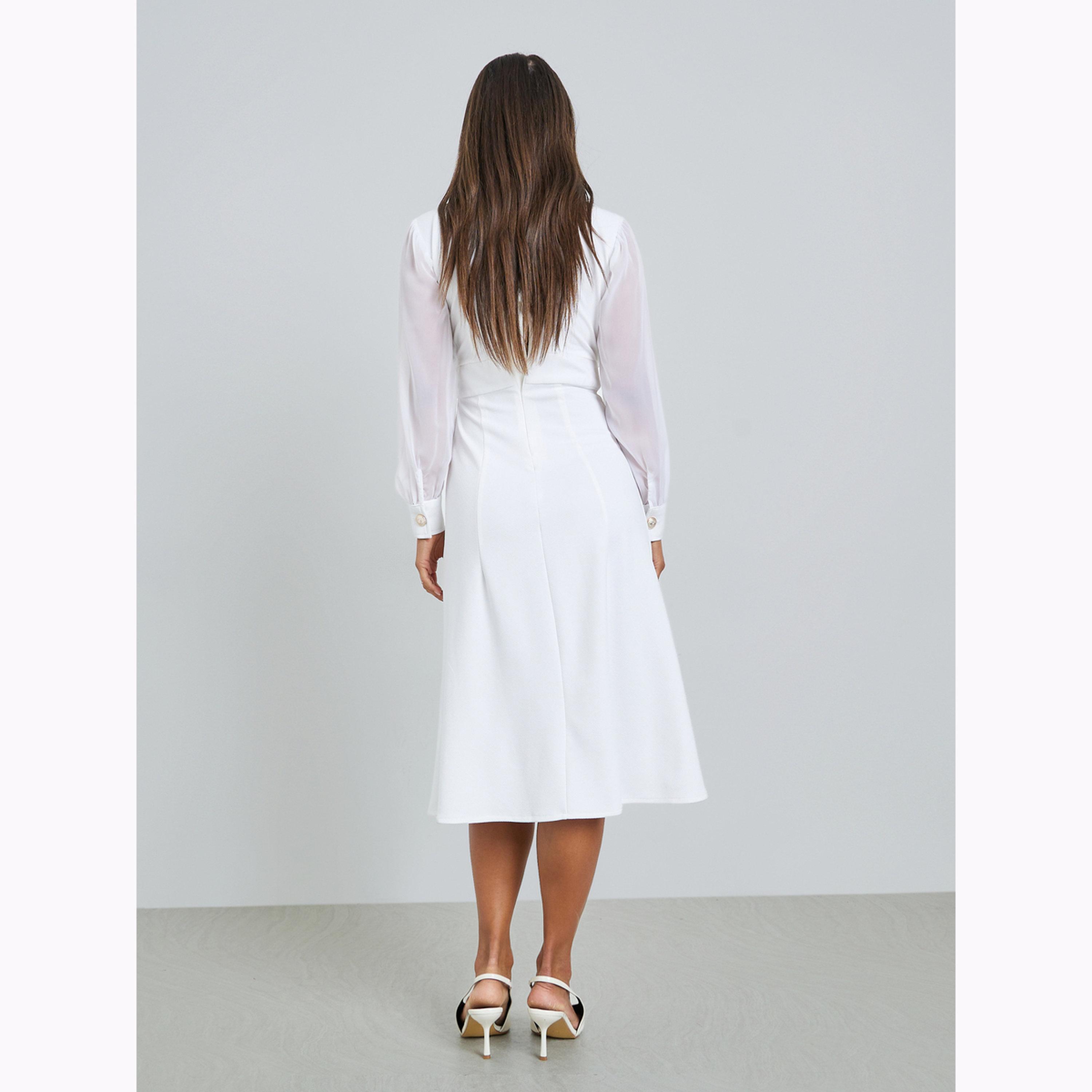 Styli White Blazer Midi Dress with Long Sleeves-women-clothing-dresses-image-3