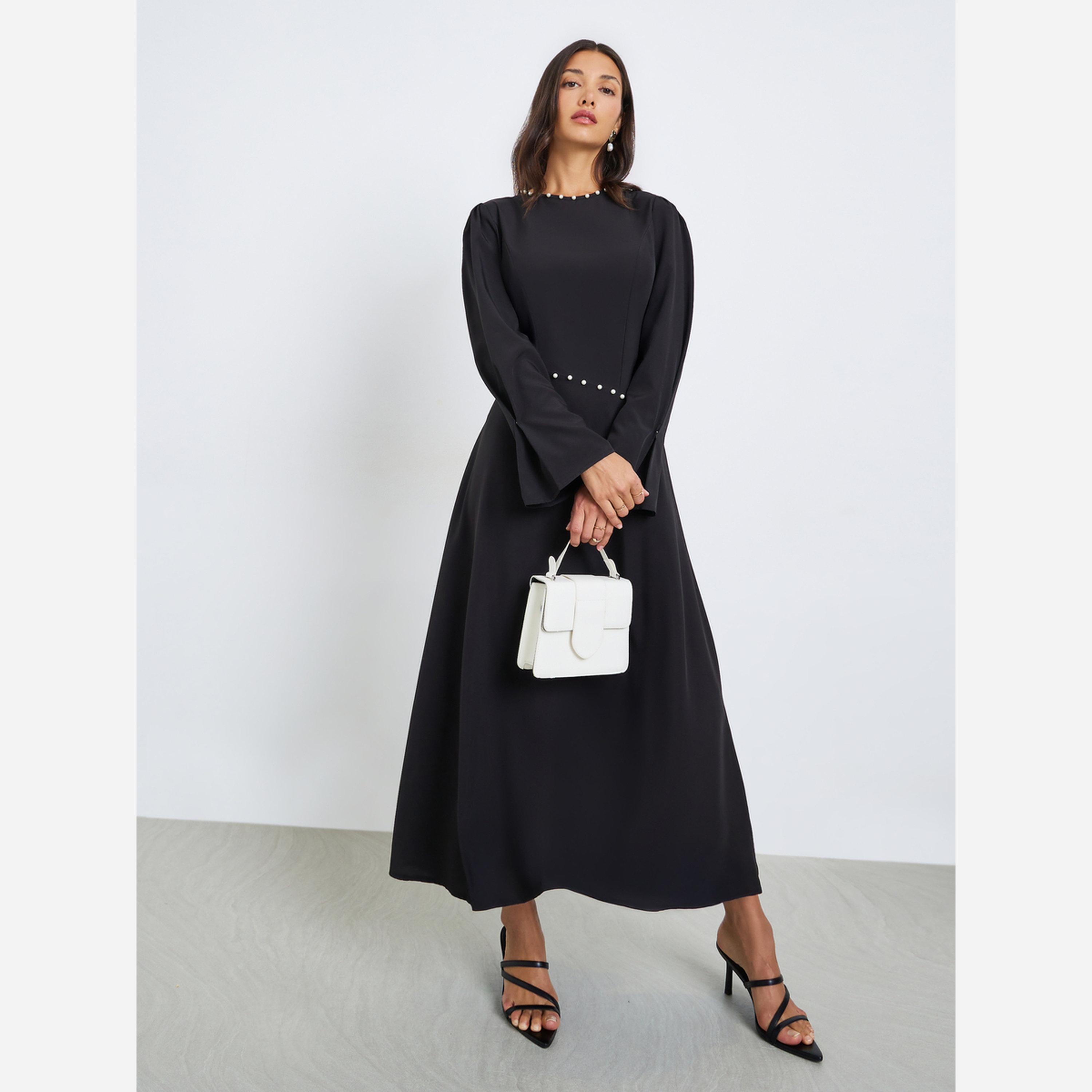 ستايلي - فستان نسائي مزين باللؤلؤ الصناعي-women-clothing-dresses-image-2