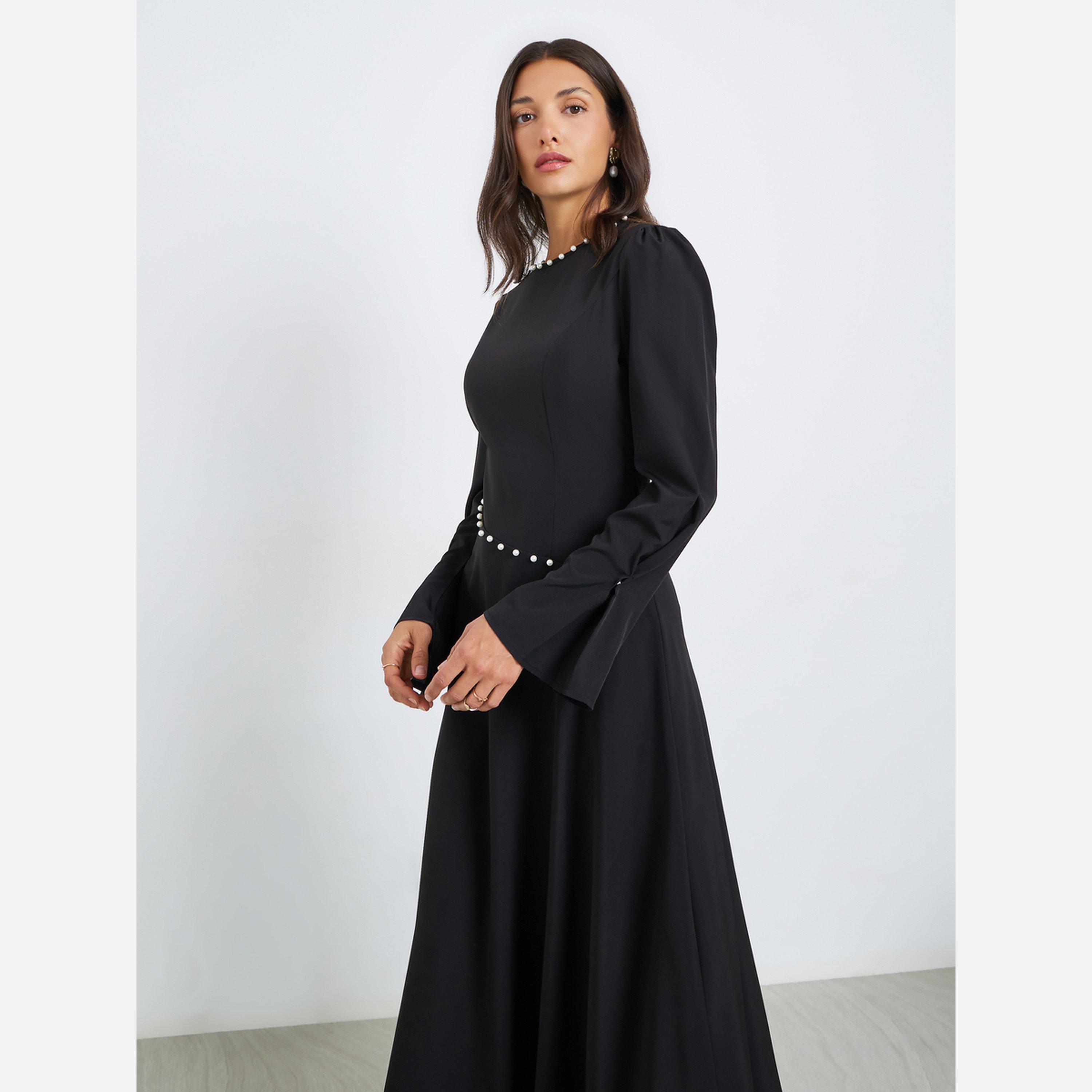 ستايلي - فستان نسائي مزين باللؤلؤ الصناعي-women-clothing-dresses-image-4