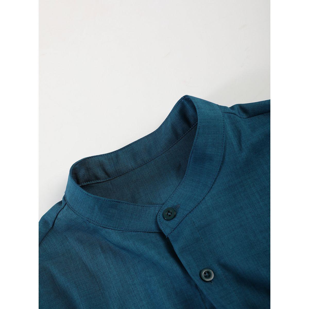 تيك تو - قميص وبنطال رجالي باللون الأزرق المخضر بياقة قائمة-men-clothing-coordsets-image-4