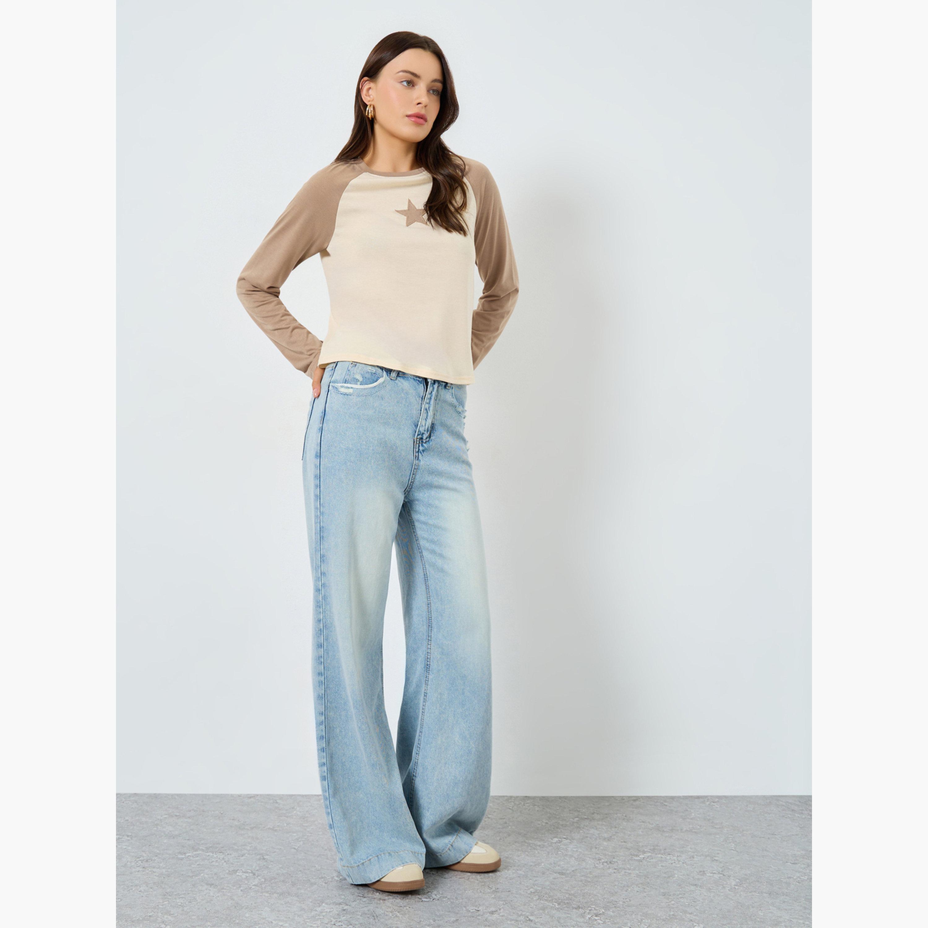 Styli Star Embroidered Raglan Sleeve T-Shirt-women-clothing-tshirts-image-2