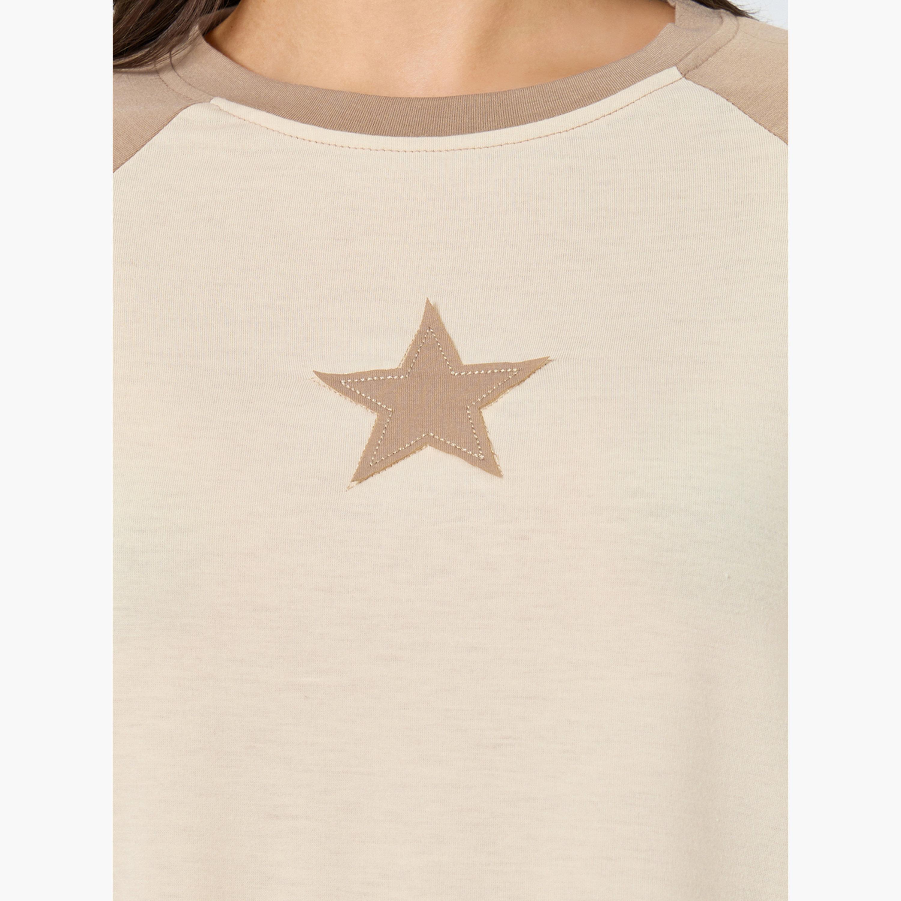 Styli Star Embroidered Raglan Sleeve T-Shirt-women-clothing-tshirts-image-3