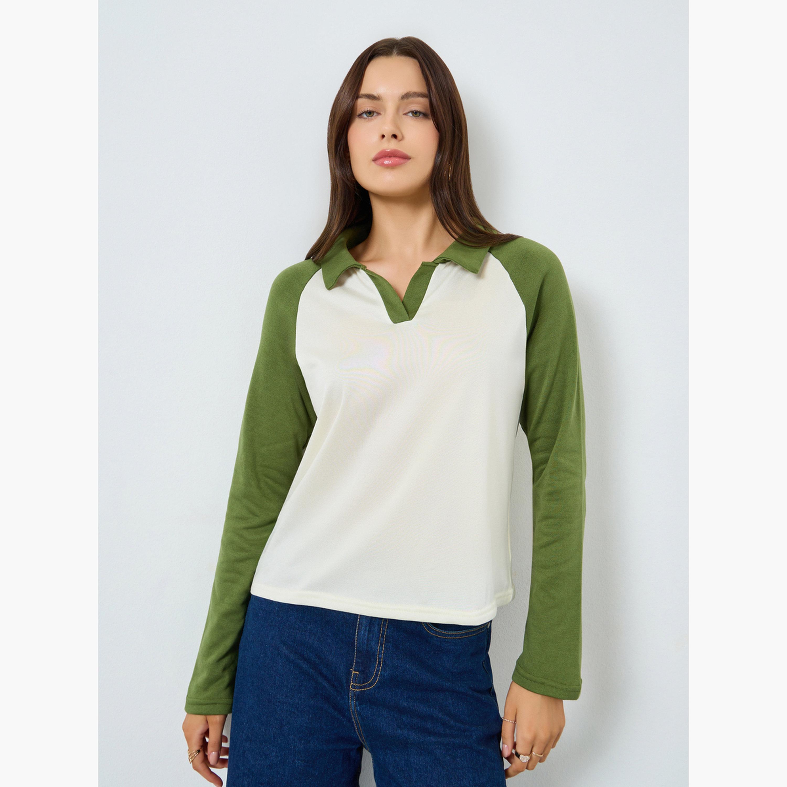 ستايلي - تي شيرت بولو بأكمام راجلان بألوان متعددة-women-clothing-tshirts-image-3