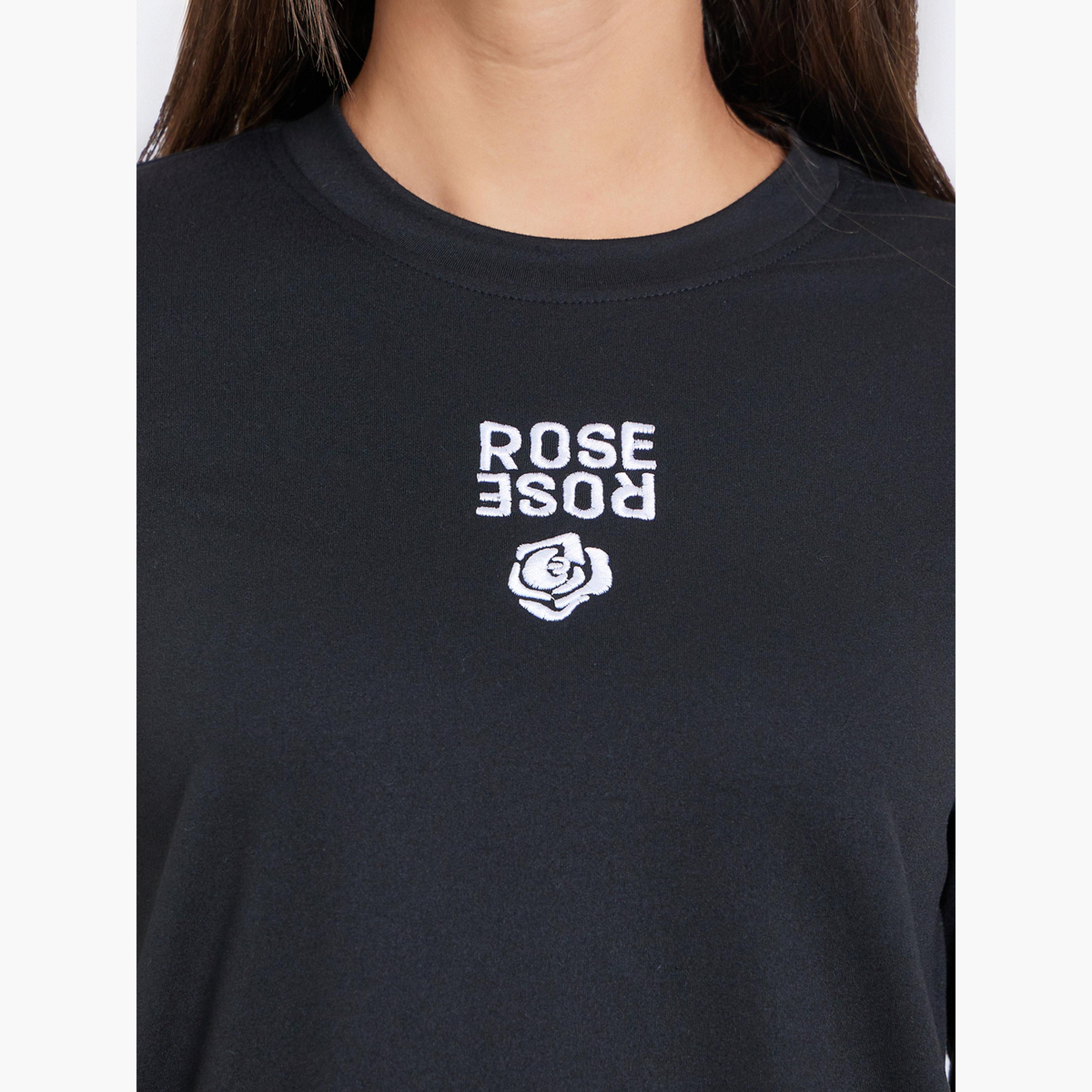 Styli Black Rose Embroidered Long Sleeve T-Shirt-women-clothing-tshirts-image-4