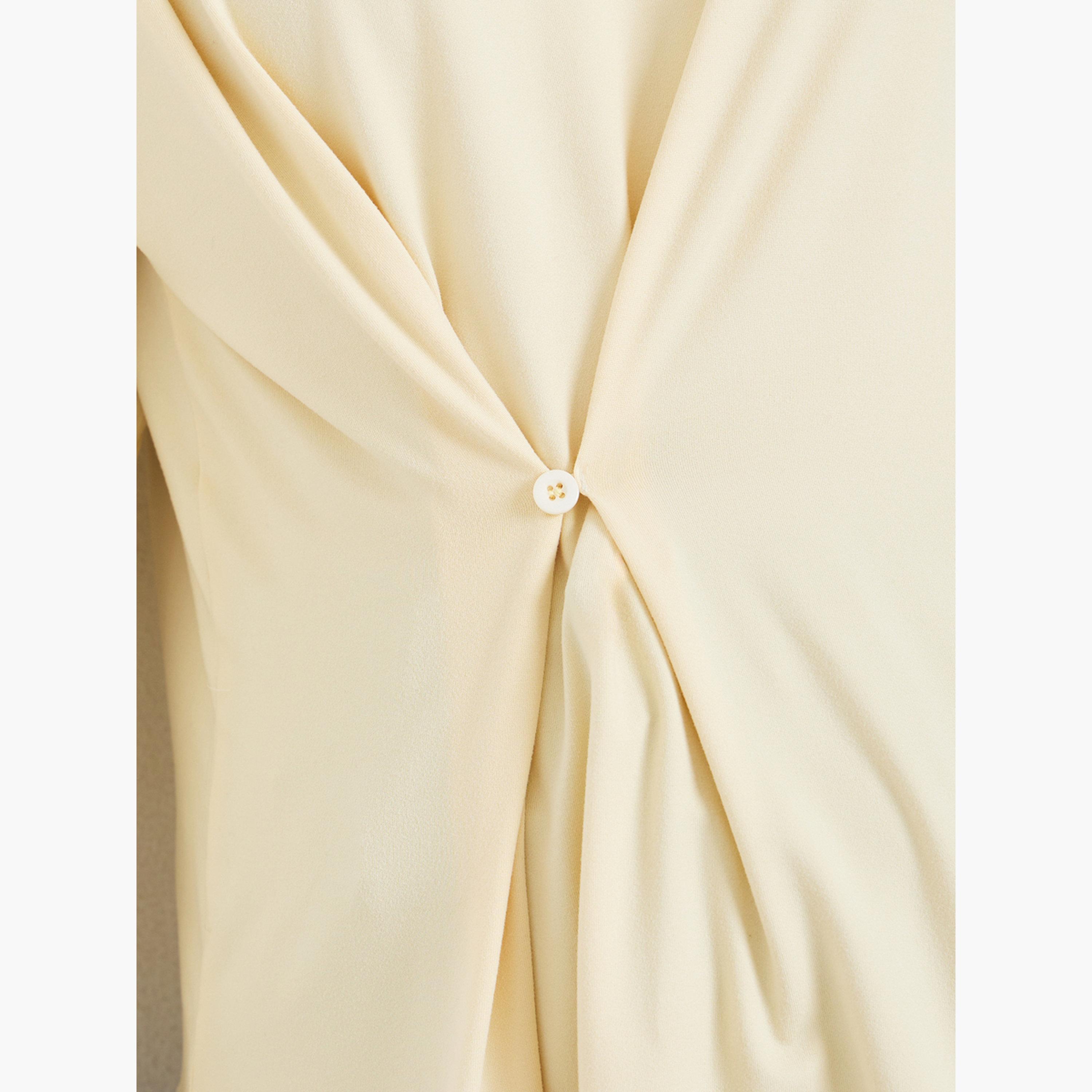 Styli Beige Long Sleeve Wrap Top with Button Detail-women-clothing-shirtsandblouses-blouses-image-4