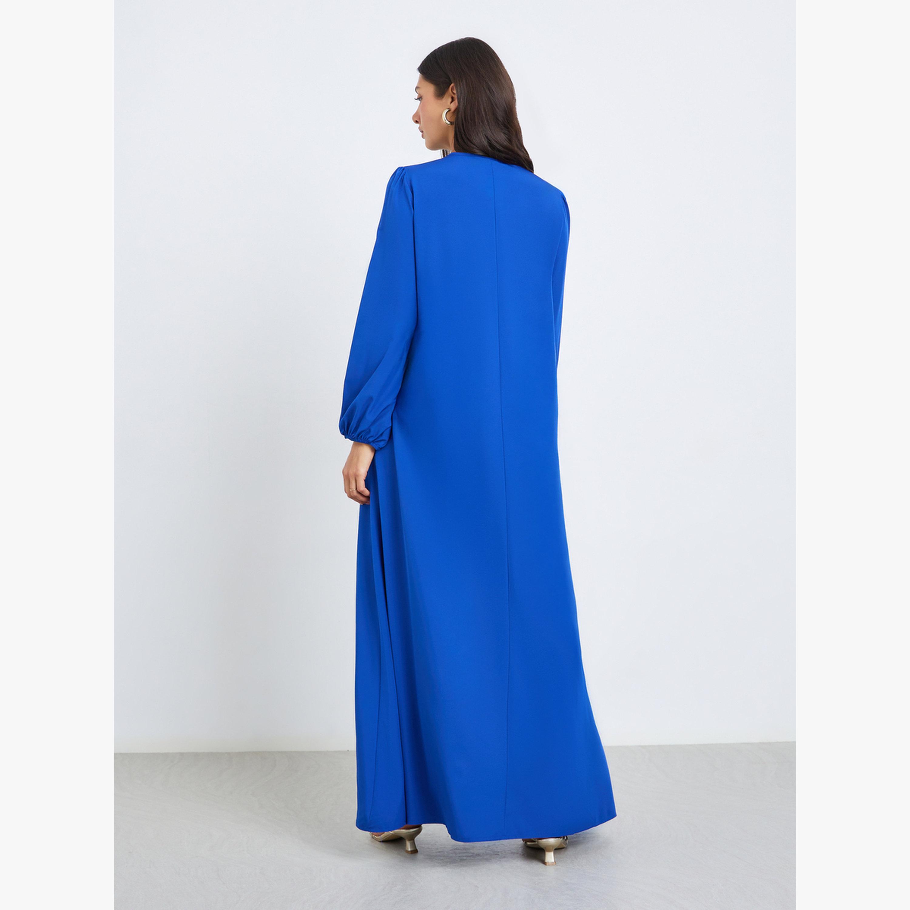 جلابية بأكمام بالون وأزرار أمامية-women-arabicclothing-jalabiyas-image-5