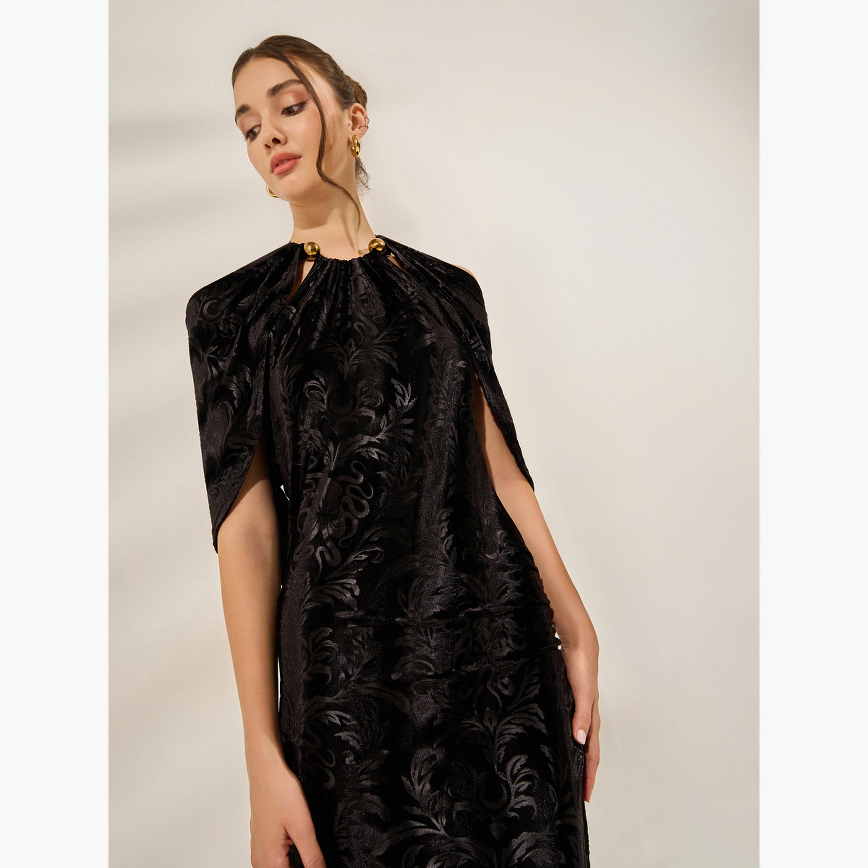 Styli Black Embellished Bodycon Maxi Dress-women-clothing-dresses-image-2