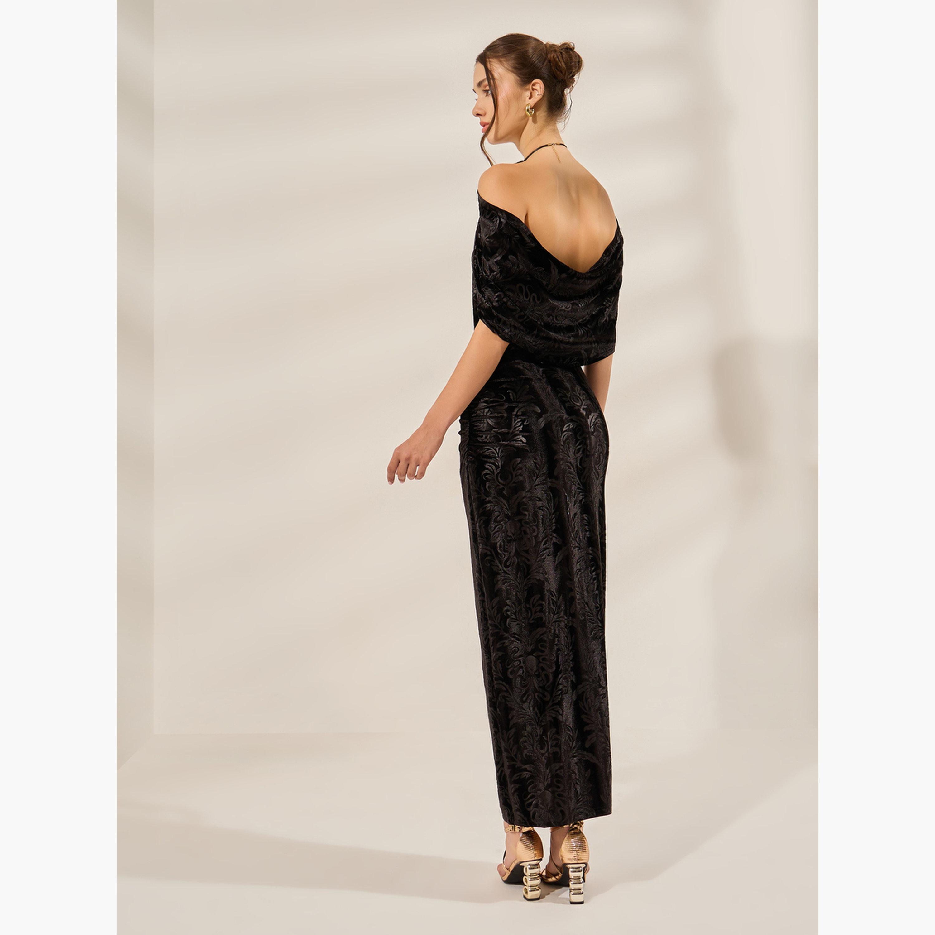 ستايلي - فستان ماكسي ضيق أسود مزين-women-clothing-dresses-image-4