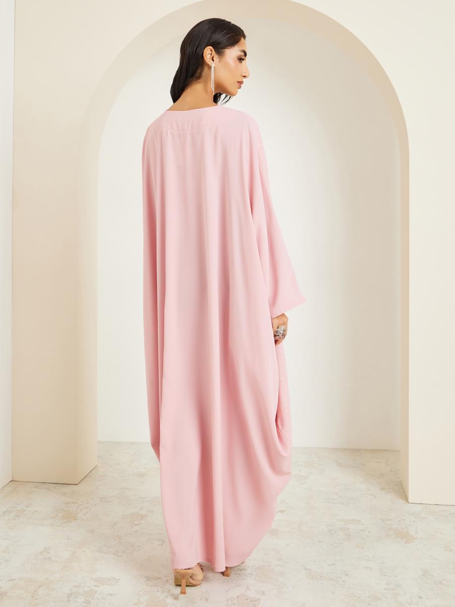 Styli Women Pink Embellished Maxi Kaftan-women-arabicclothing-kaftan-image-4