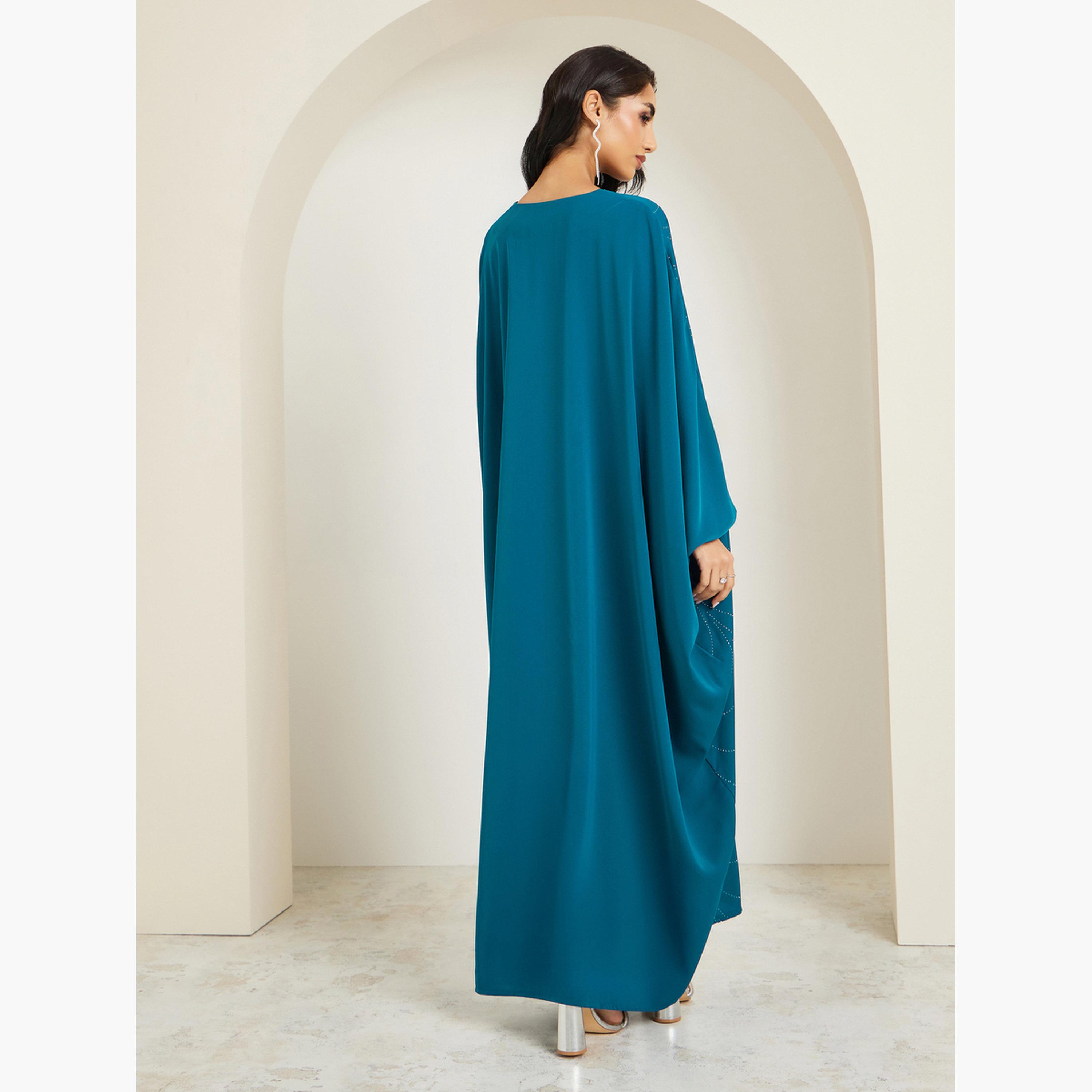 Styli Women Teal Embellished Maxi Kaftan-women-arabicclothing-kaftan-image-5