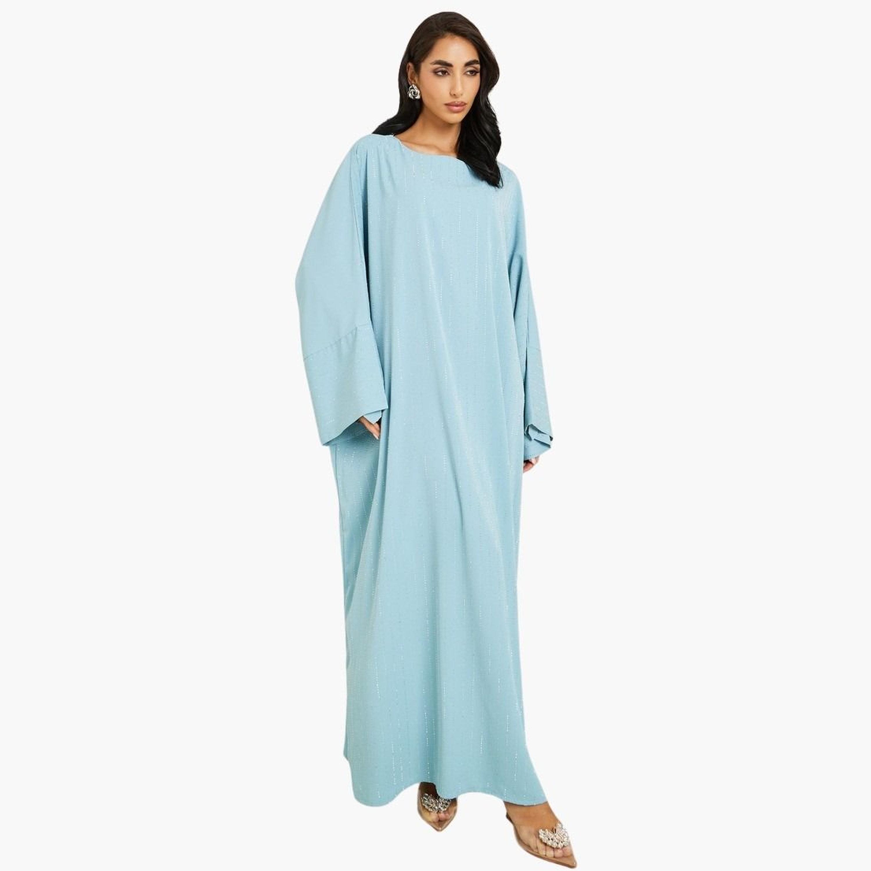Styli Women Blue Embellished Maxi Jalabiya-women-arabicclothing-jalabiyas-image-1
