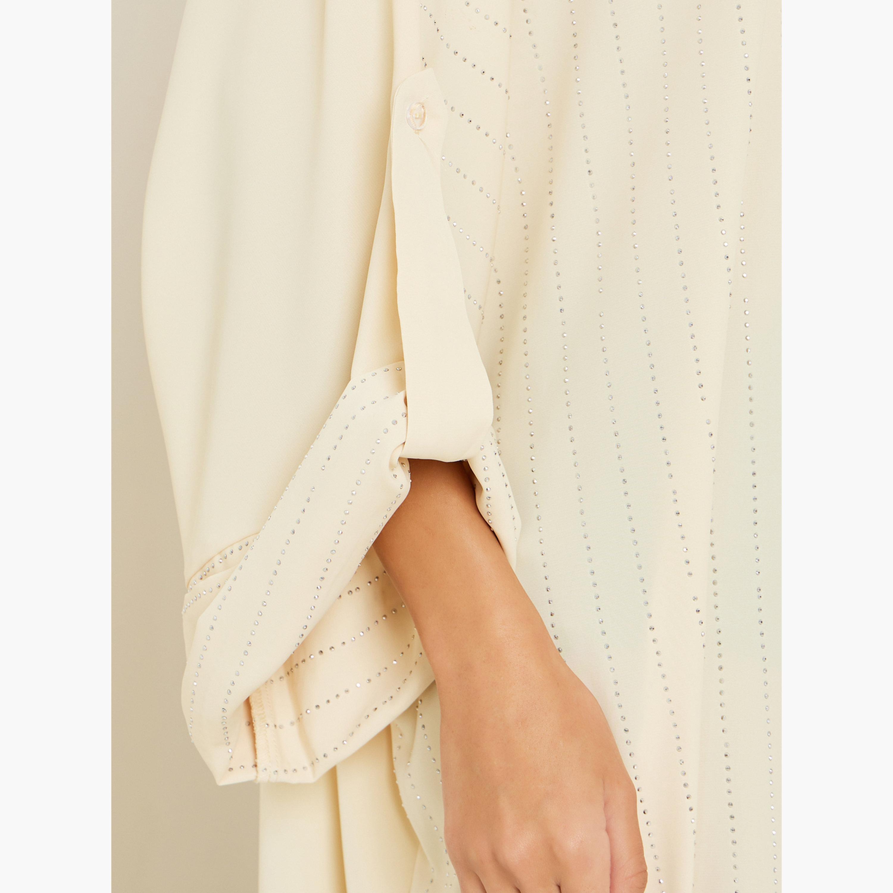 Styli Women Yellow Embellished Maxi Jalabiya-women-arabicclothing-jalabiyas-image-4